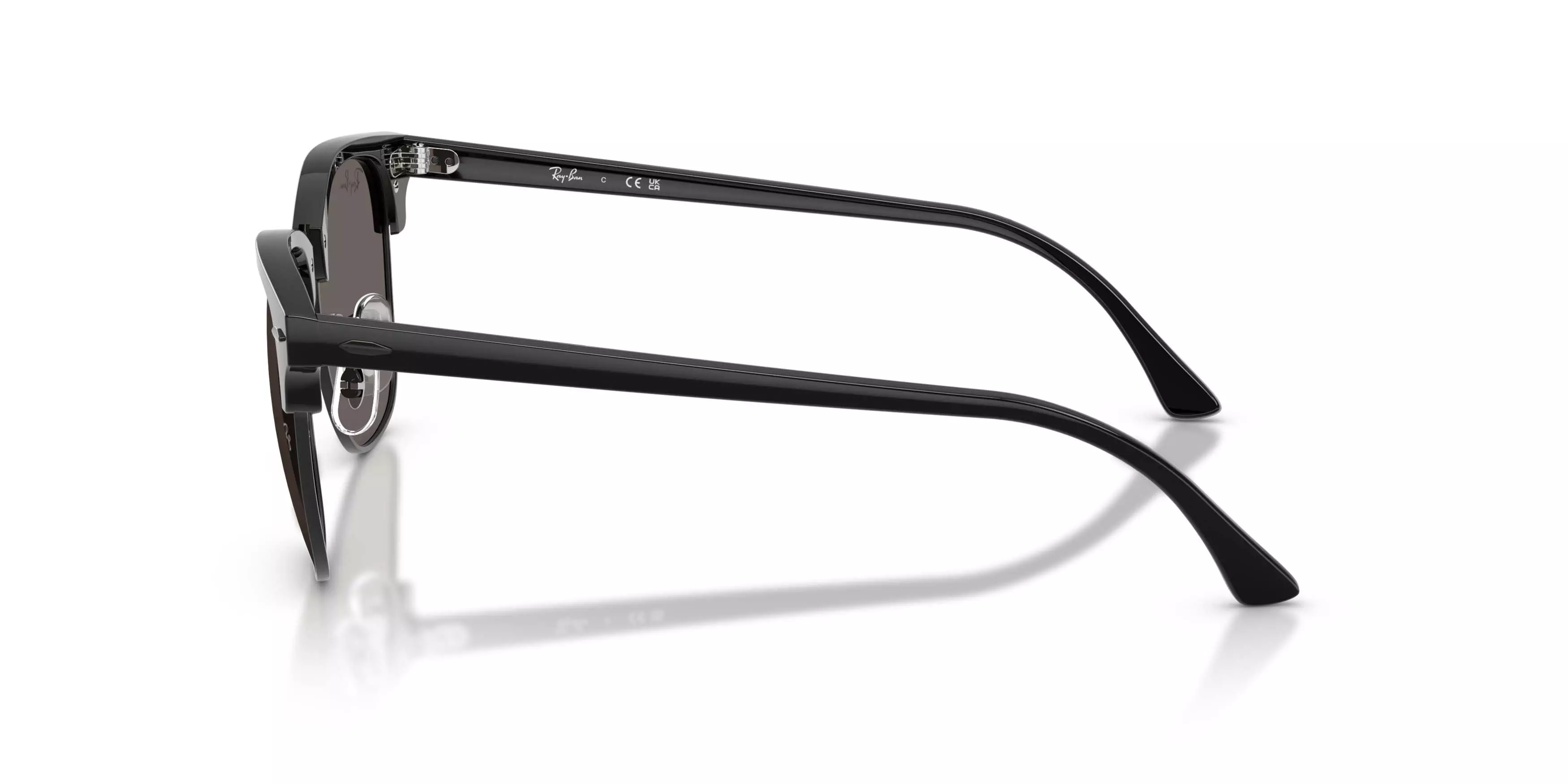 Ray-Ban Clubmaster Classic Dark Grey Sunglasses - Black On Black - BLACK/GREY