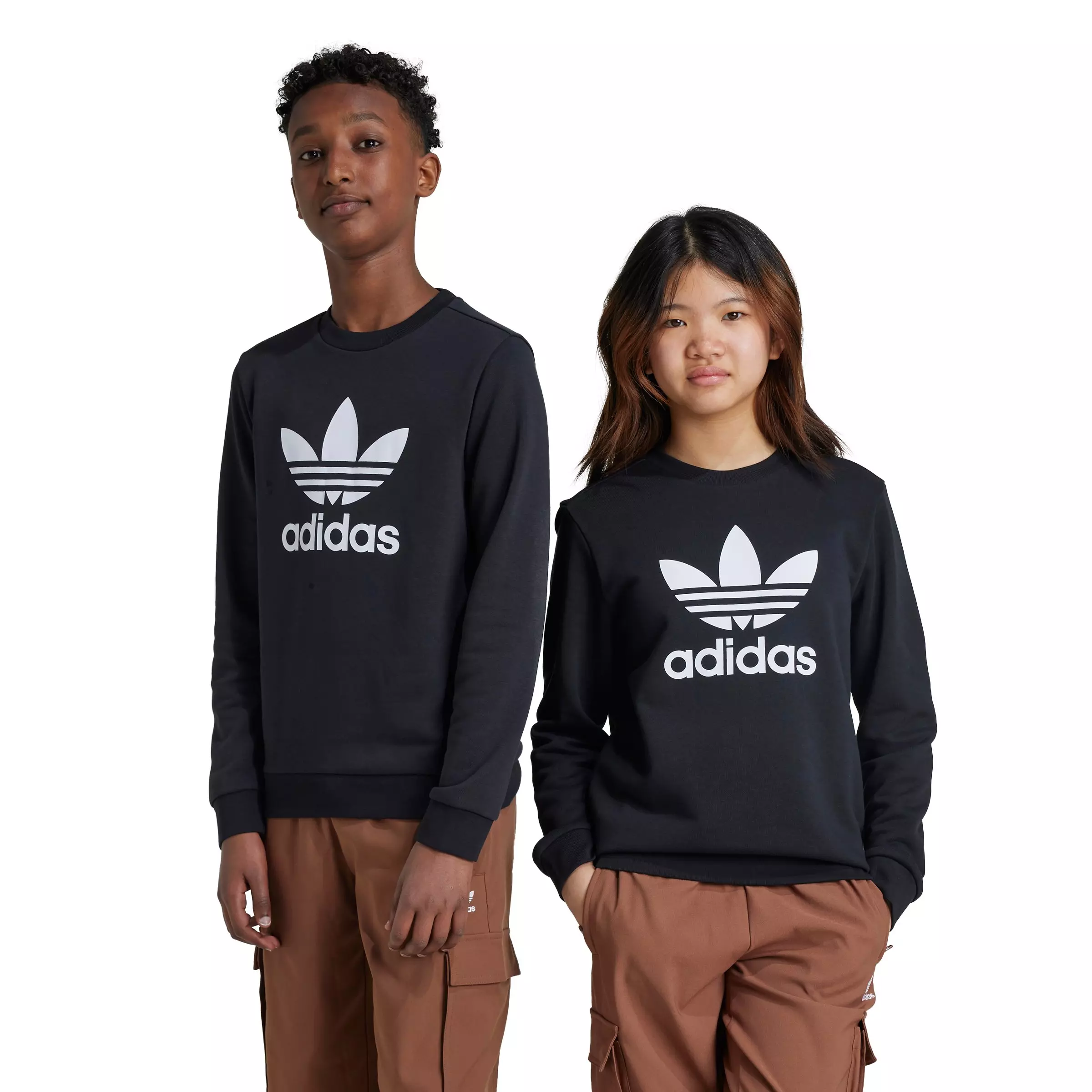 adidas Originals Big Kids' Trefoil Crewneck Sweatshirt - Black - BLACK