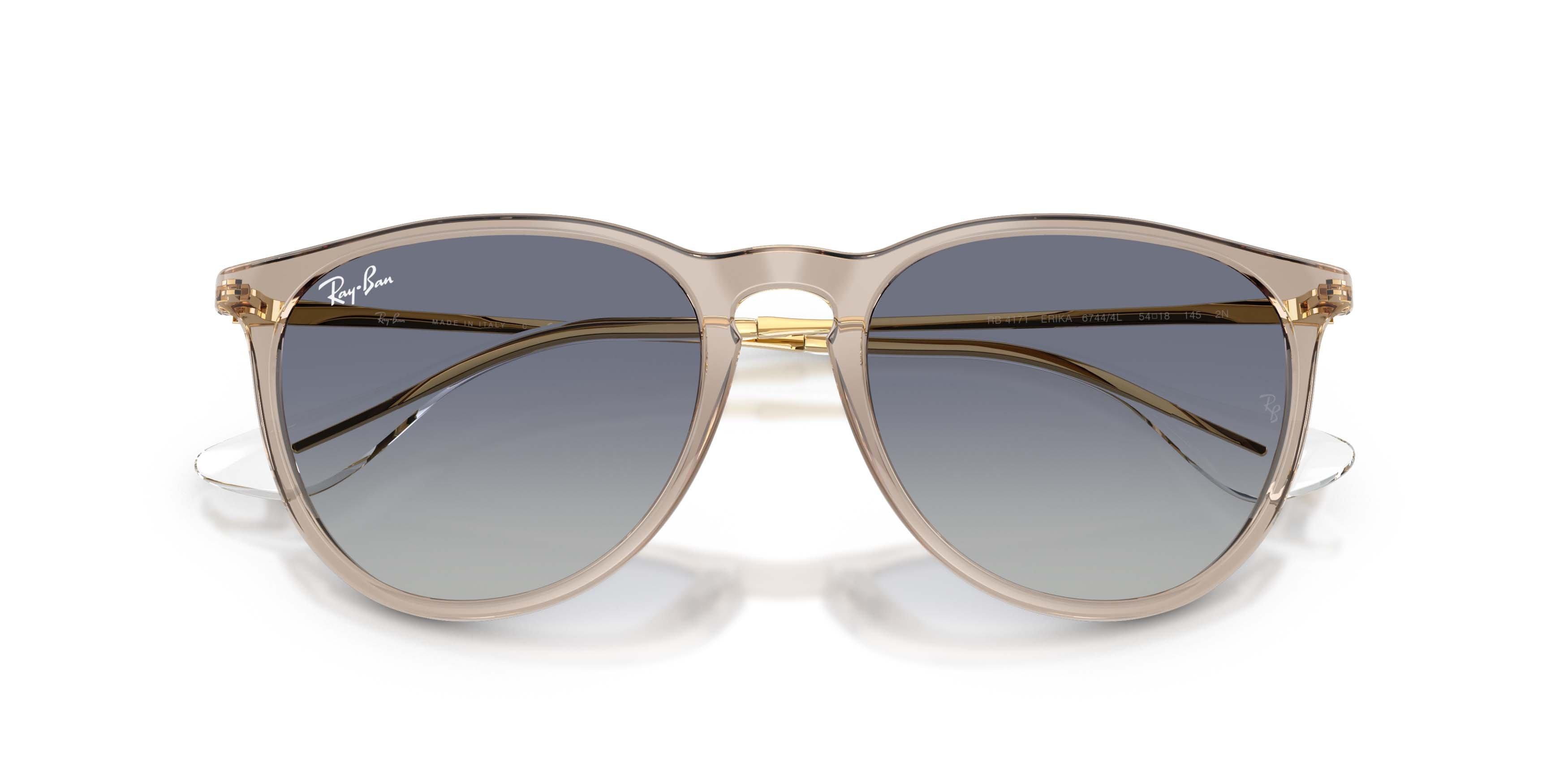 Ray-Ban Erika Classic Light Grey Gradient Dark Blue Sunglasses - Transparent Light Brown - BROWN/GREY