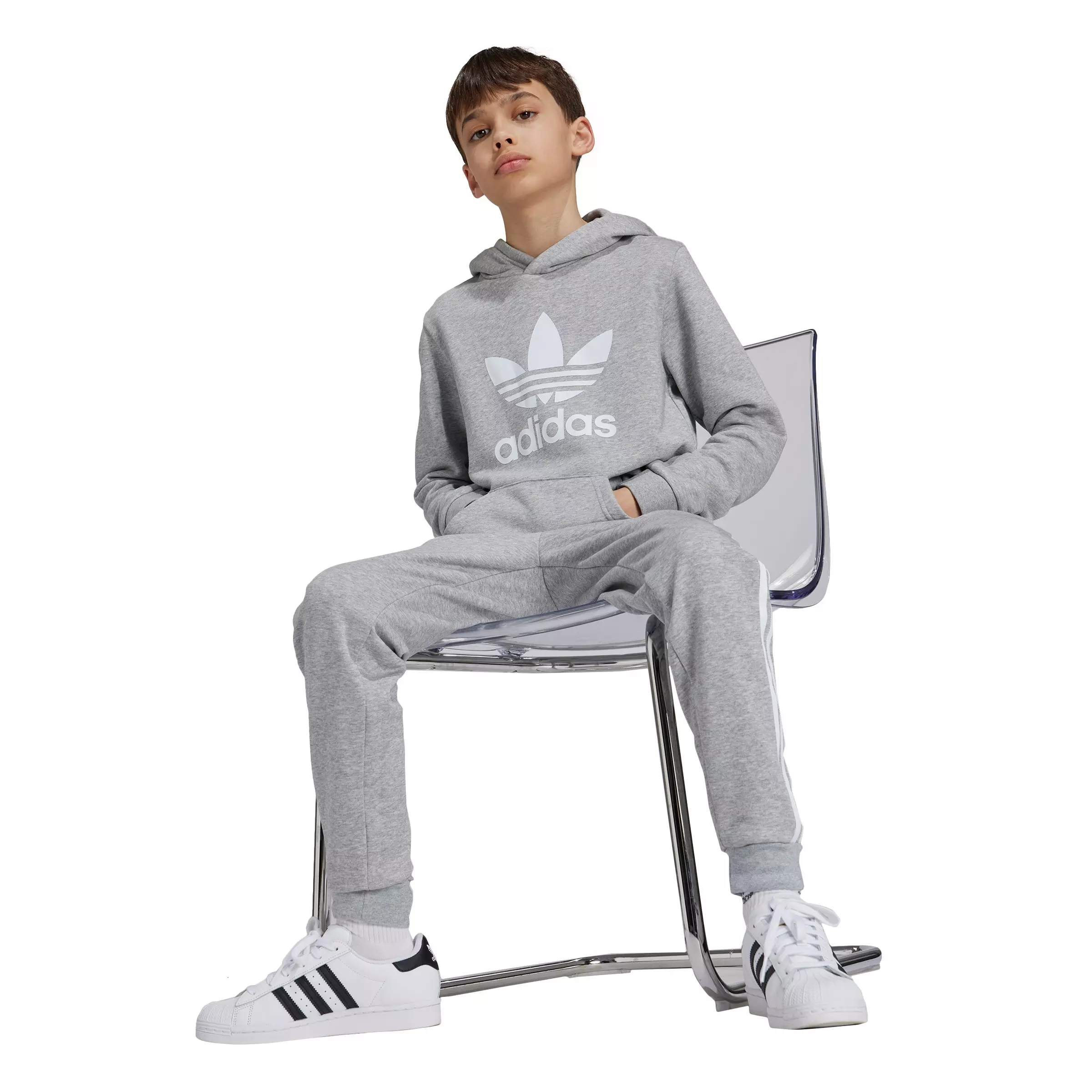 adidas Originals Big Kids' Trefoil Hoodie - Grey - GREY