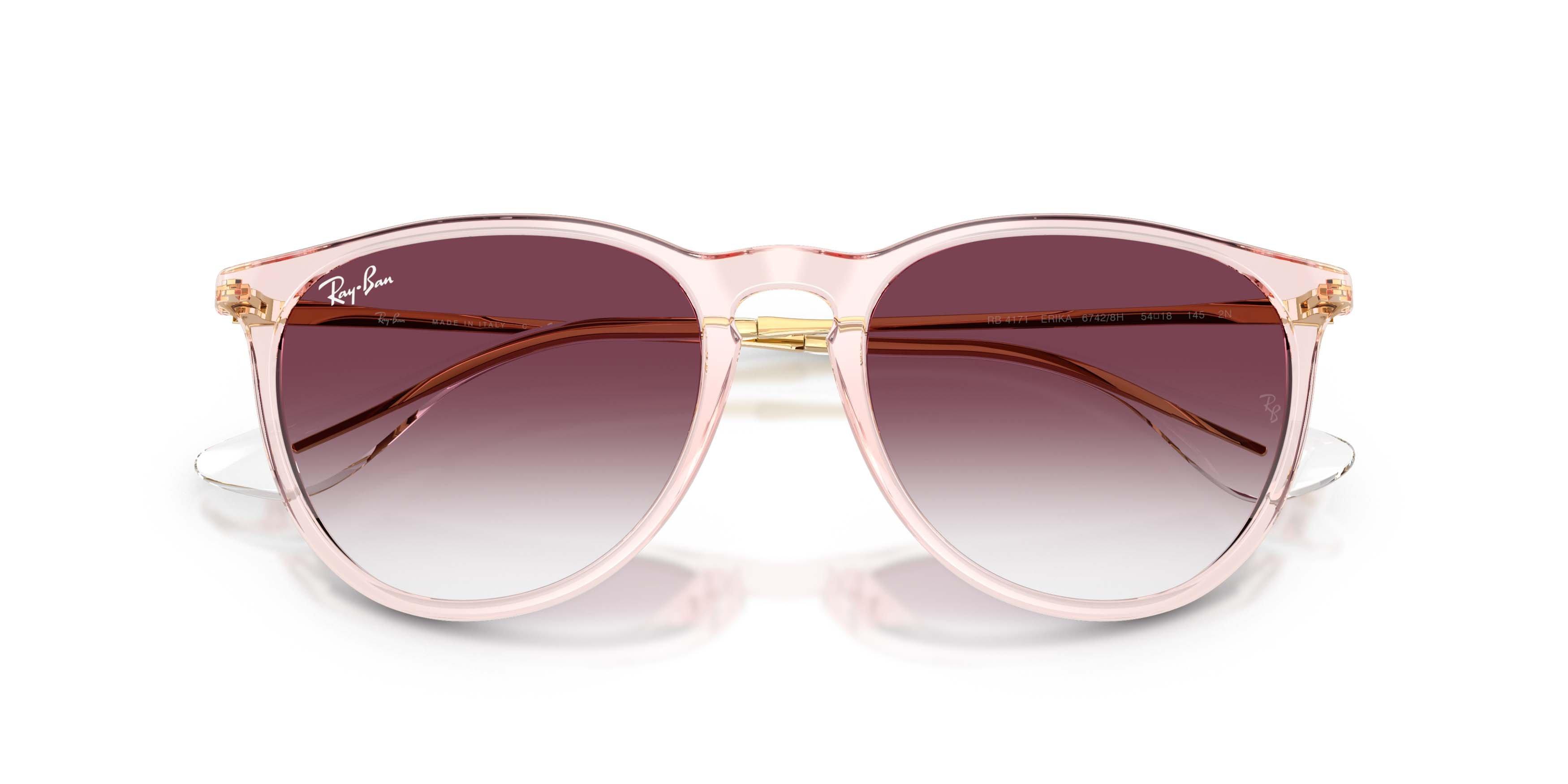 Ray-Ban Erika Classic Transparent Dark Purple Gradient Sunglasses - Transparent Pink - PINK/PURPLE