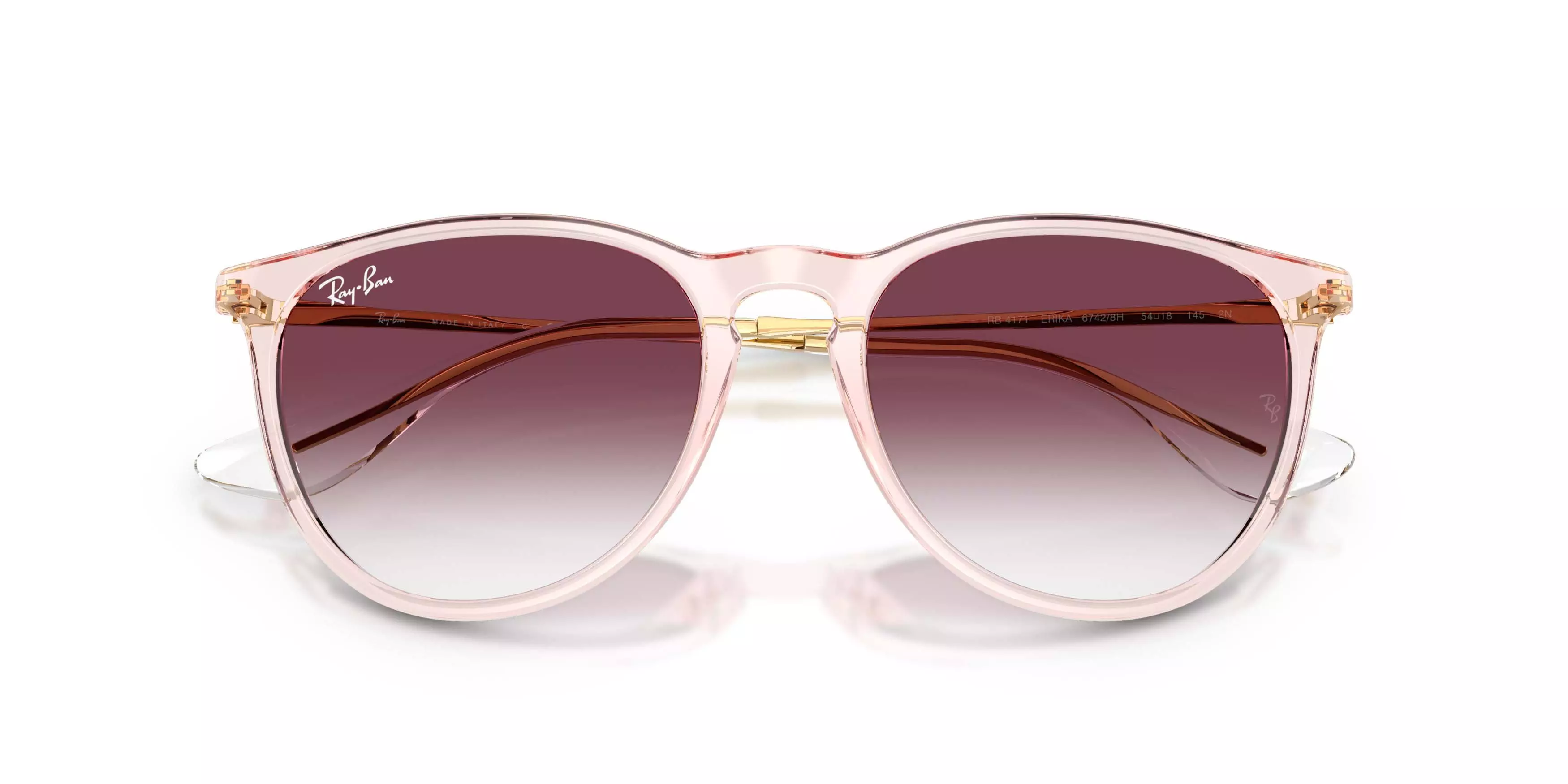 Ray-Ban Erika Classic Transparent Dark Purple Gradient Sunglasses - Transparent Pink - PINK/PURPLE