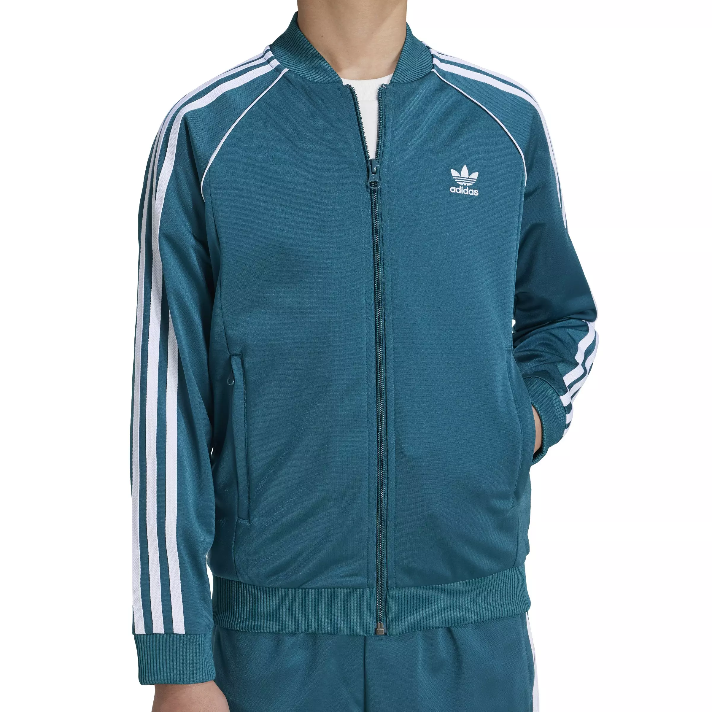 adidas Originals Big Kids' adicolor Superstar Lifestyle Track Jacket -Turquoise - TURQUOISE 
