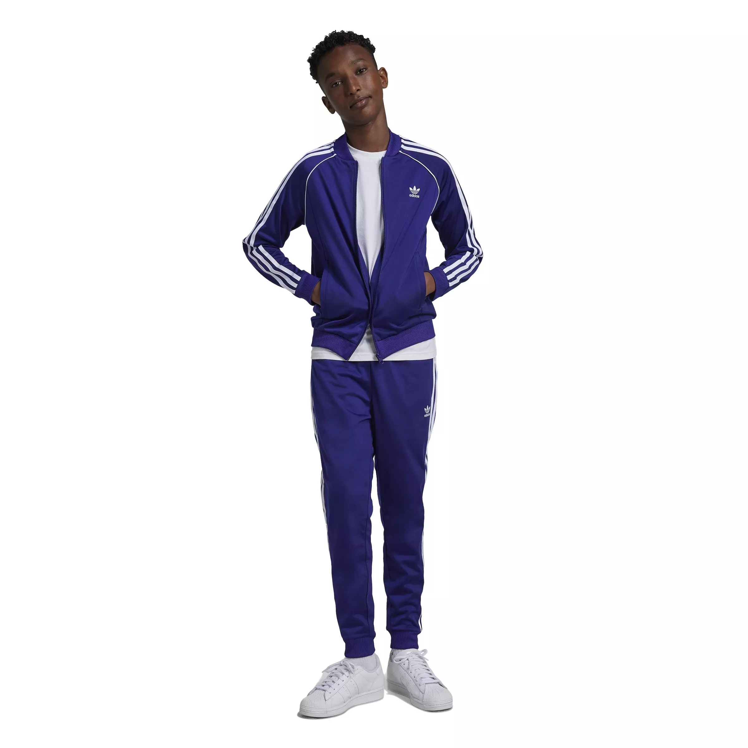adidas Originals Big Kids' adicolor Superstar Lifestyle Track Jacket -Purple - PURPLE
