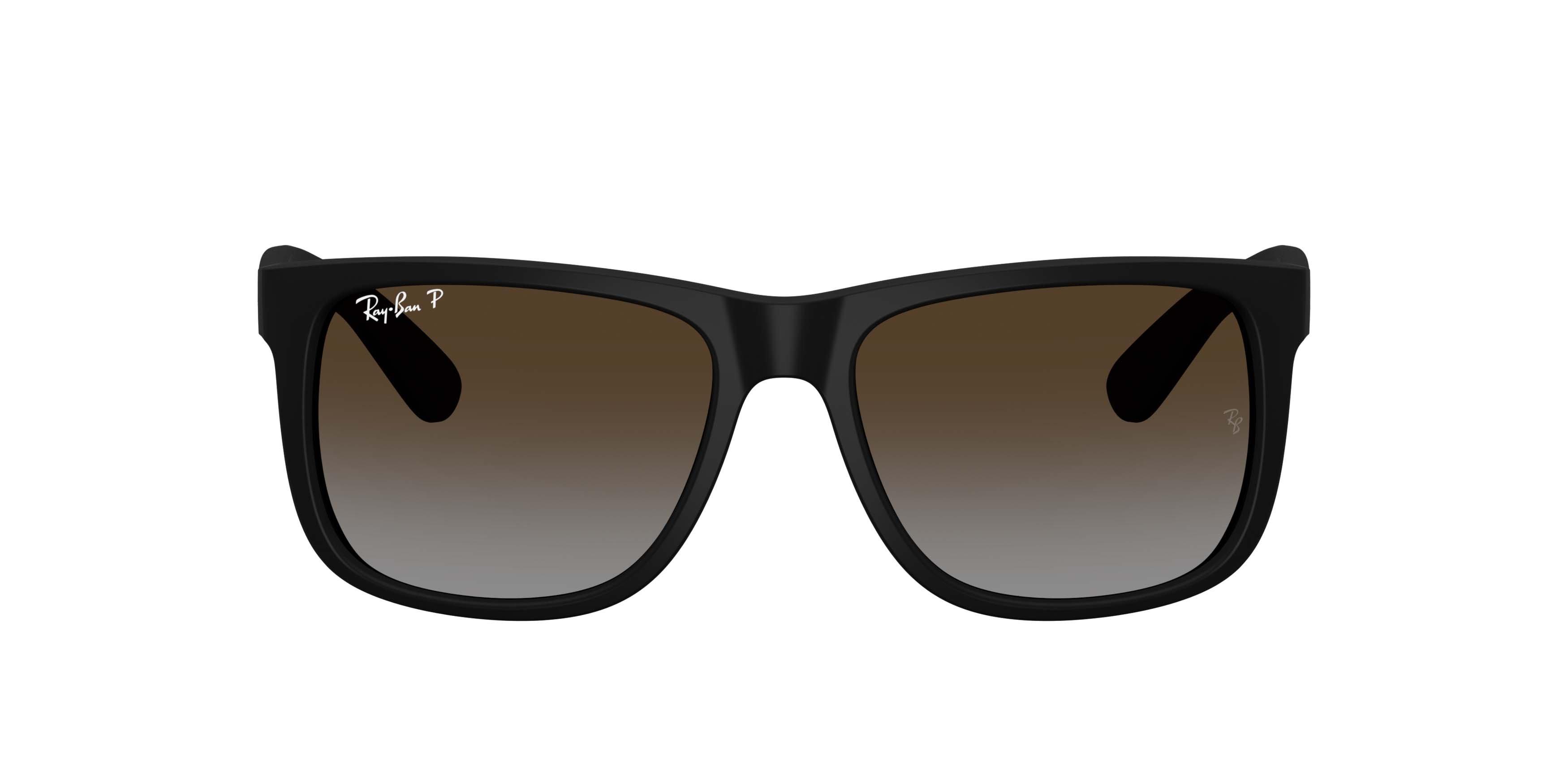 Ray-Ban Justin Classic Light Grey Gradient Brown Polarized Sunglasses - Rubber Black - BLACK/GREY