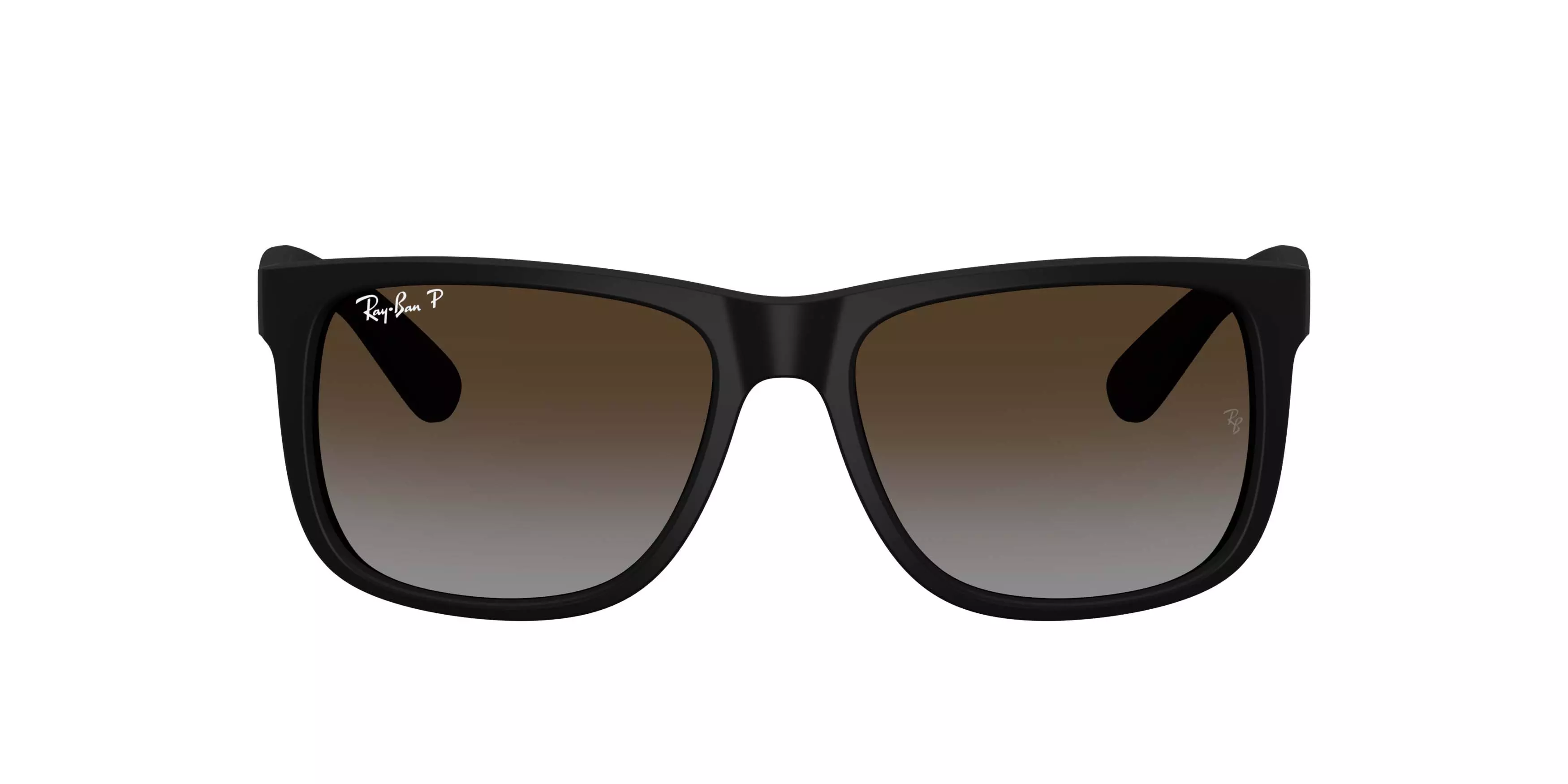 Ray-Ban Justin Classic Light Grey Gradient Brown Polarized Sunglasses - Rubber Black - BLACK/GREY