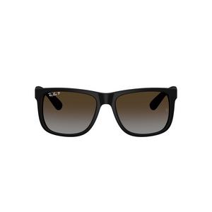 Ray-Ban Justin Classic Light Grey Gradient Brown Polarized Sunglasses - Rubber Black - BLACK/GREY