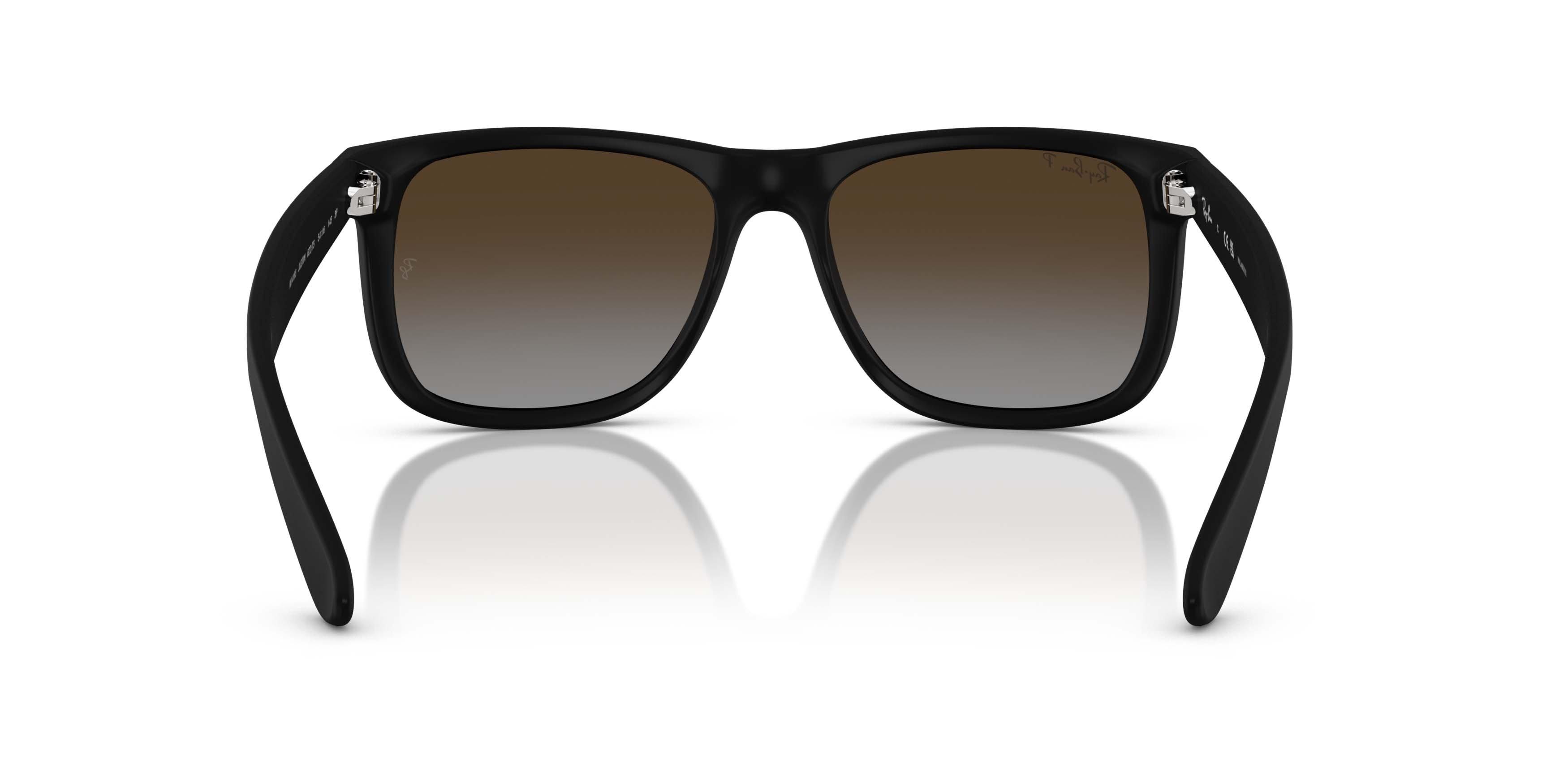 Ray-Ban Justin Classic Light Grey Gradient Brown Polarized Sunglasses - Rubber Black - BLACK/GREY