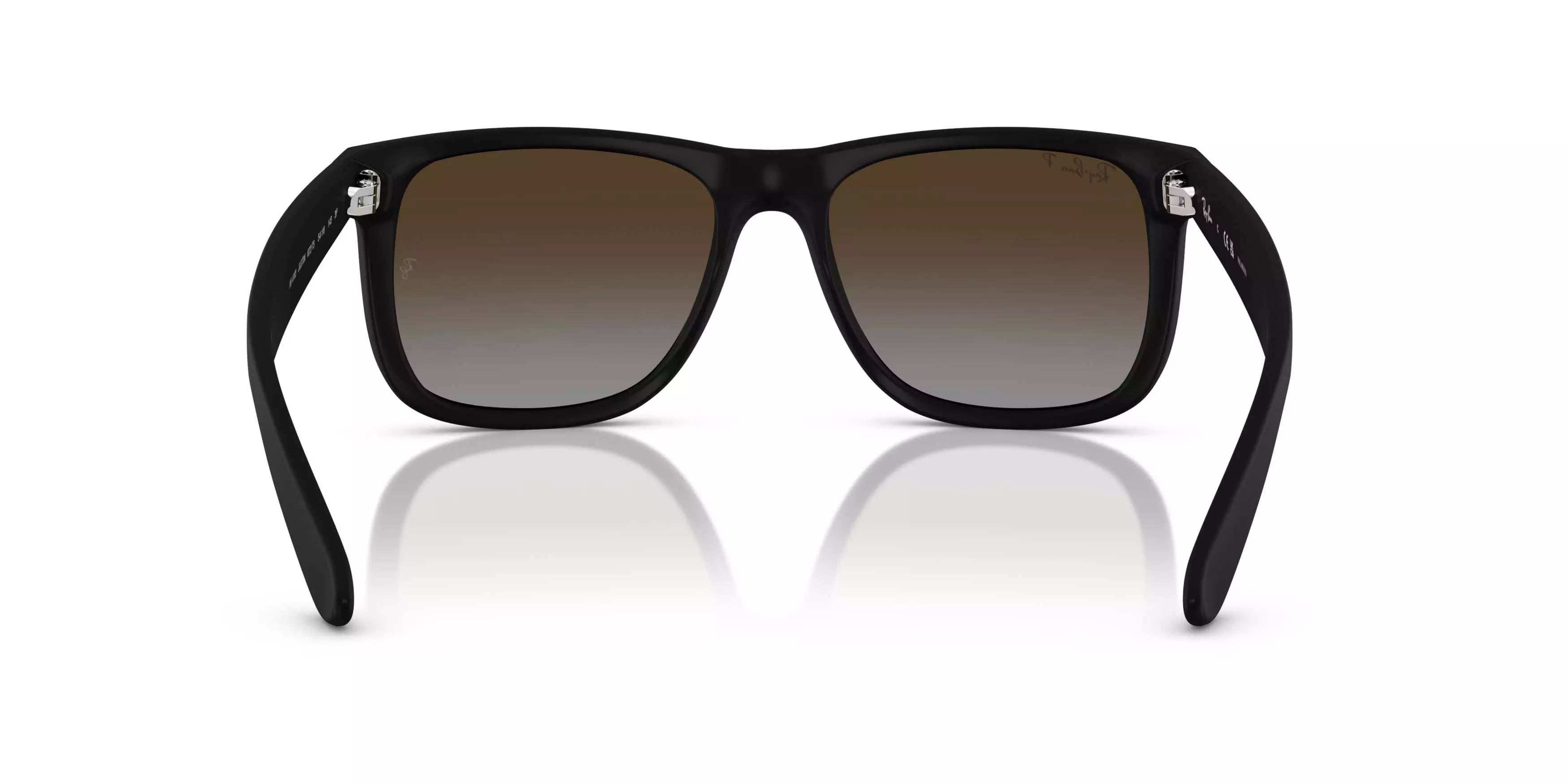 Ray-Ban Justin Classic Light Grey Gradient Brown Polarized Sunglasses - Rubber Black - BLACK/GREY