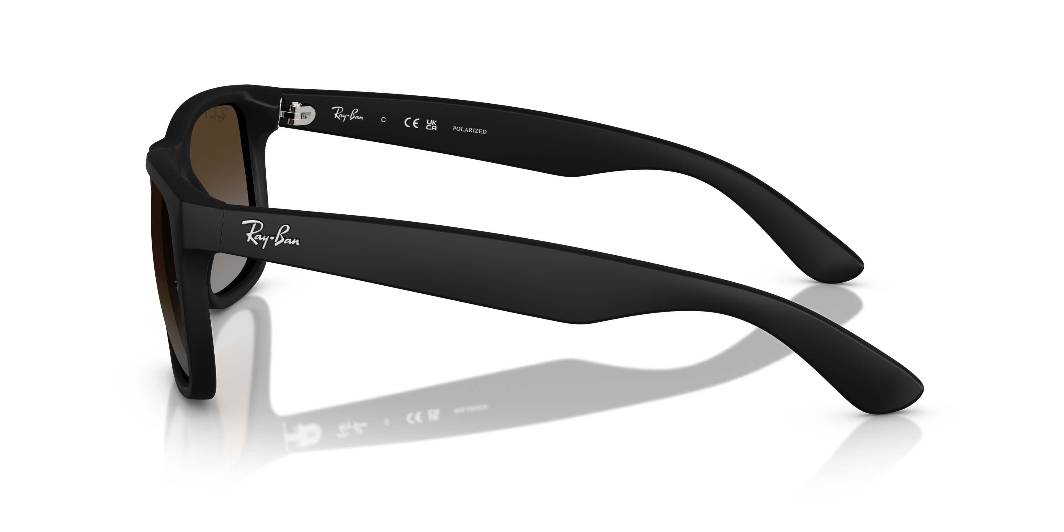 Ray-Ban Justin Classic Light Grey Gradient Brown Polarized Sunglasses - Rubber Black - BLACK/GREY