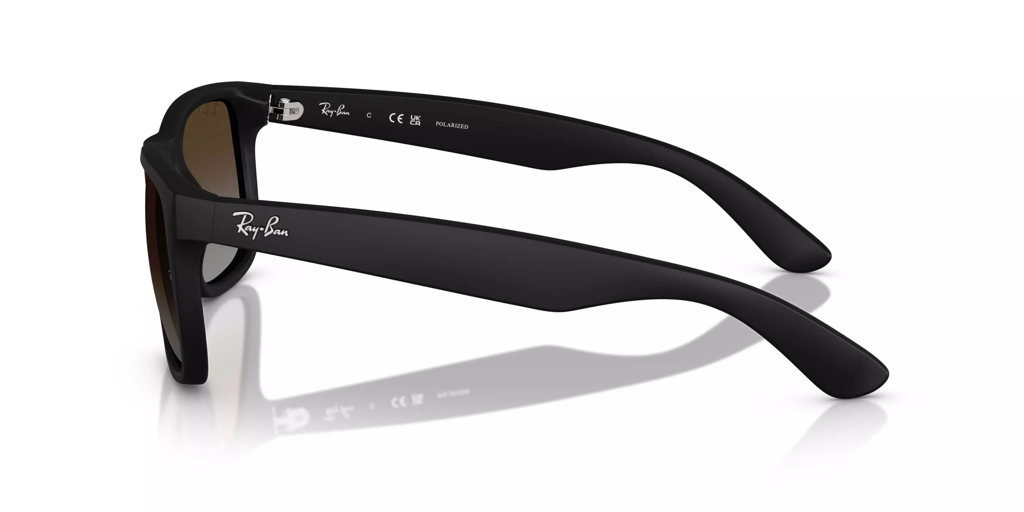 Ray-Ban Justin Classic Light Grey Gradient Brown Polarized Sunglasses - Rubber Black - BLACK/GREY
