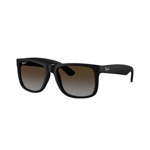 Ray-Ban Justin Classic Light Grey Gradient Brown Polarized Sunglasses - Rubber Black - BLACK/GREY
