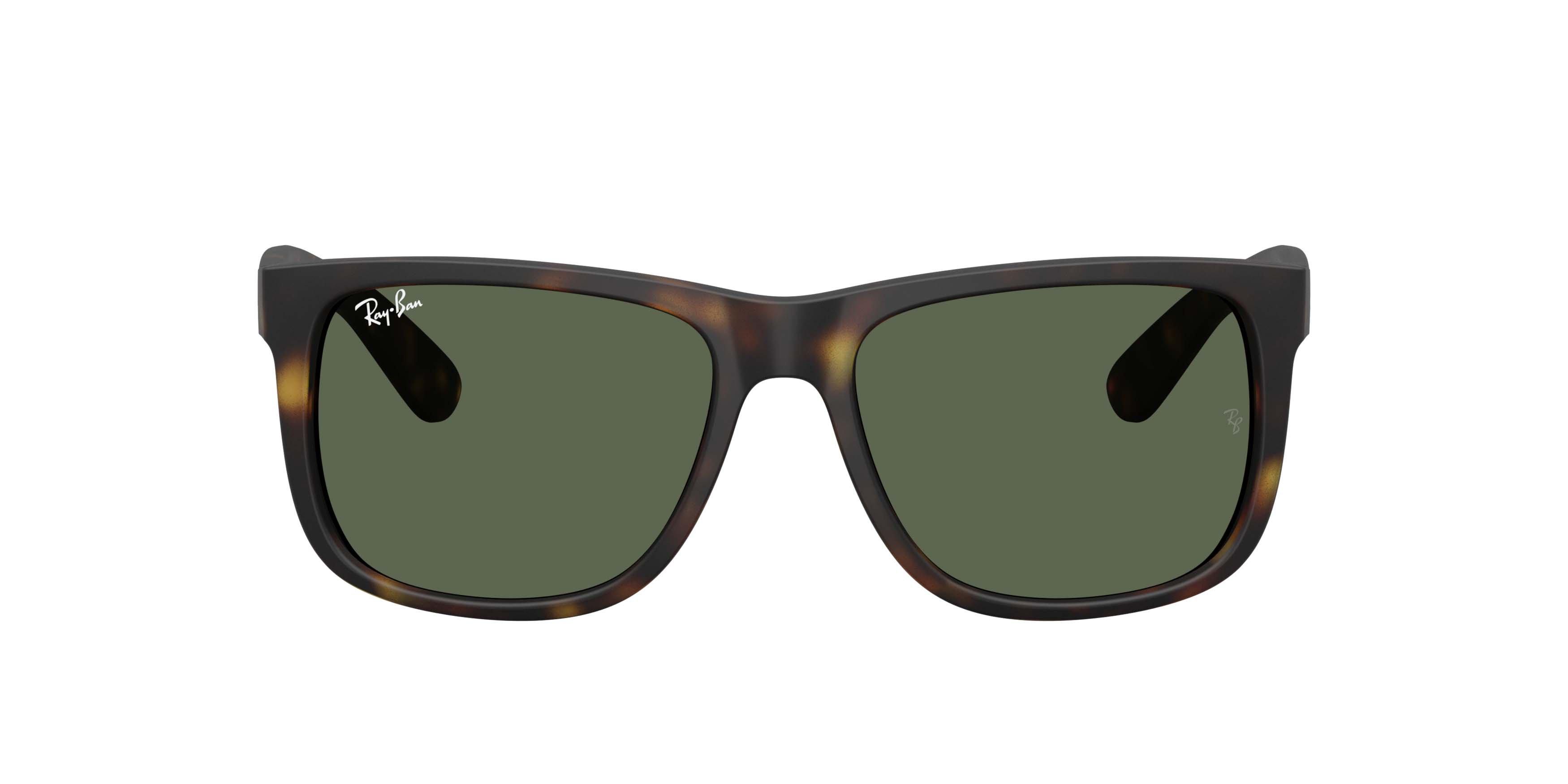 Ray-Ban Justin Classic Dark Green Sunglasses - Rubber Havana - BROWN/GREEN