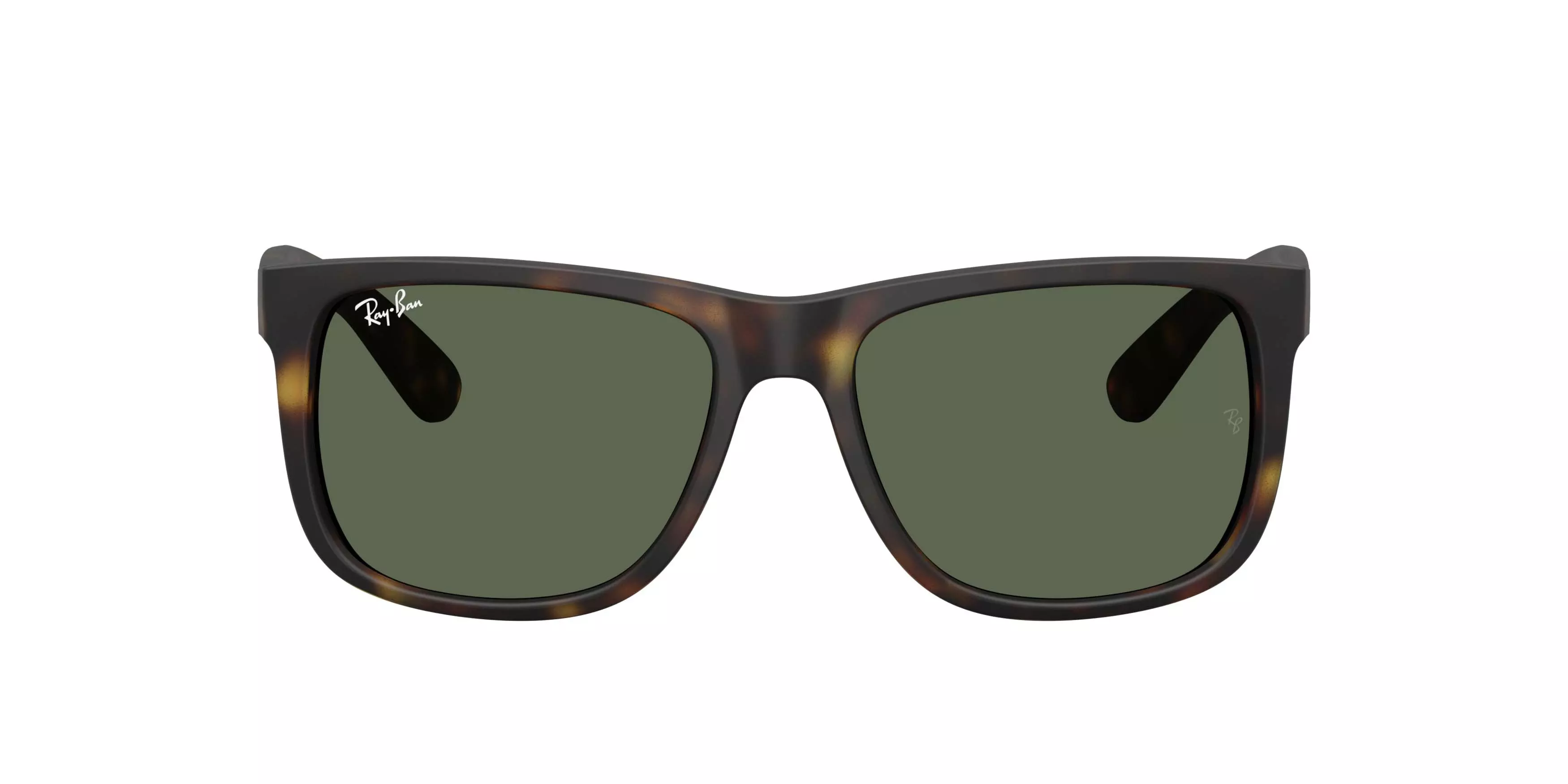 Ray-Ban Justin Classic Dark Green Sunglasses - Rubber Havana - BROWN/GREEN