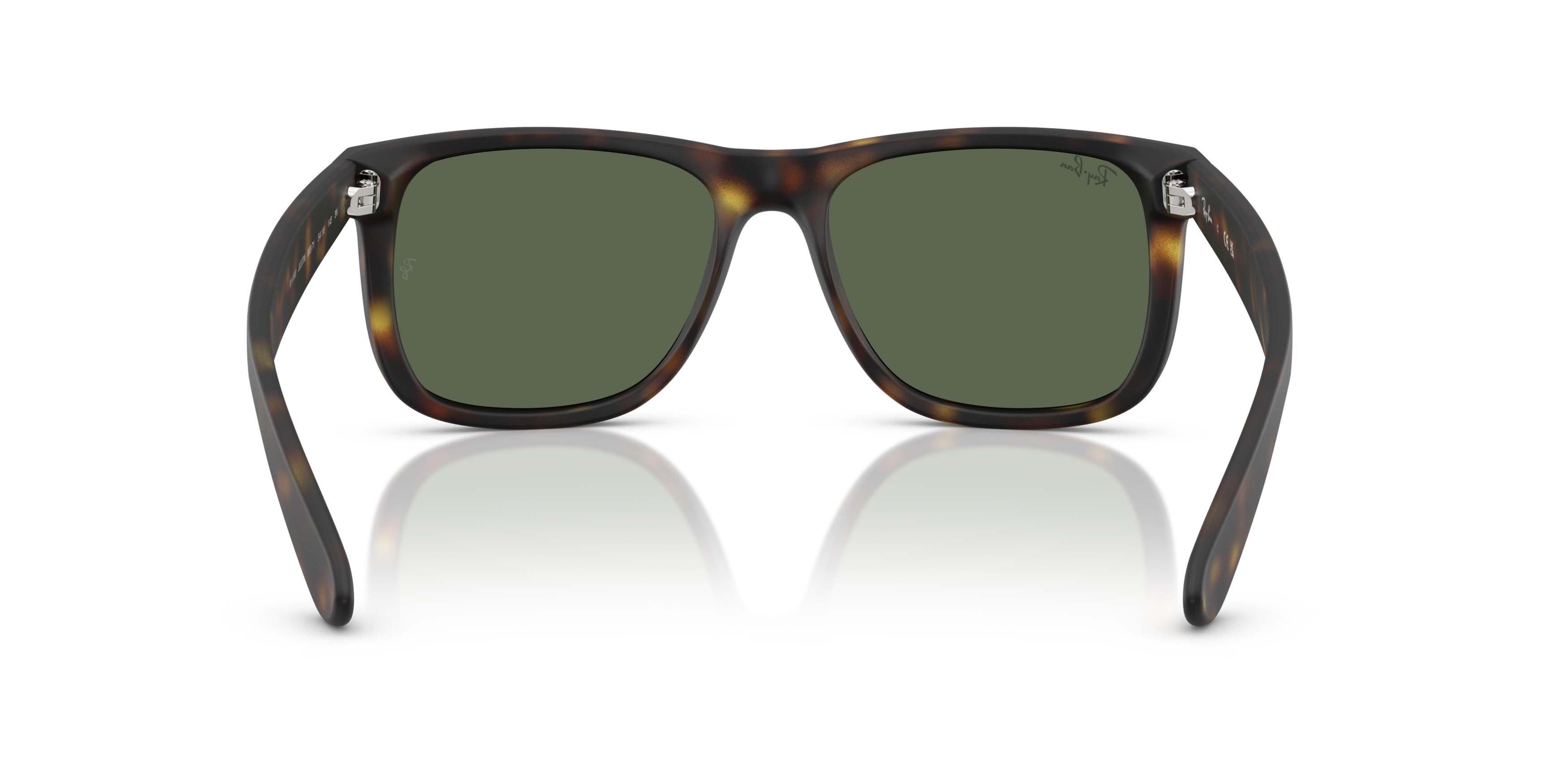 Ray-Ban Justin Classic Dark Green Sunglasses - Rubber Havana - BROWN/GREEN