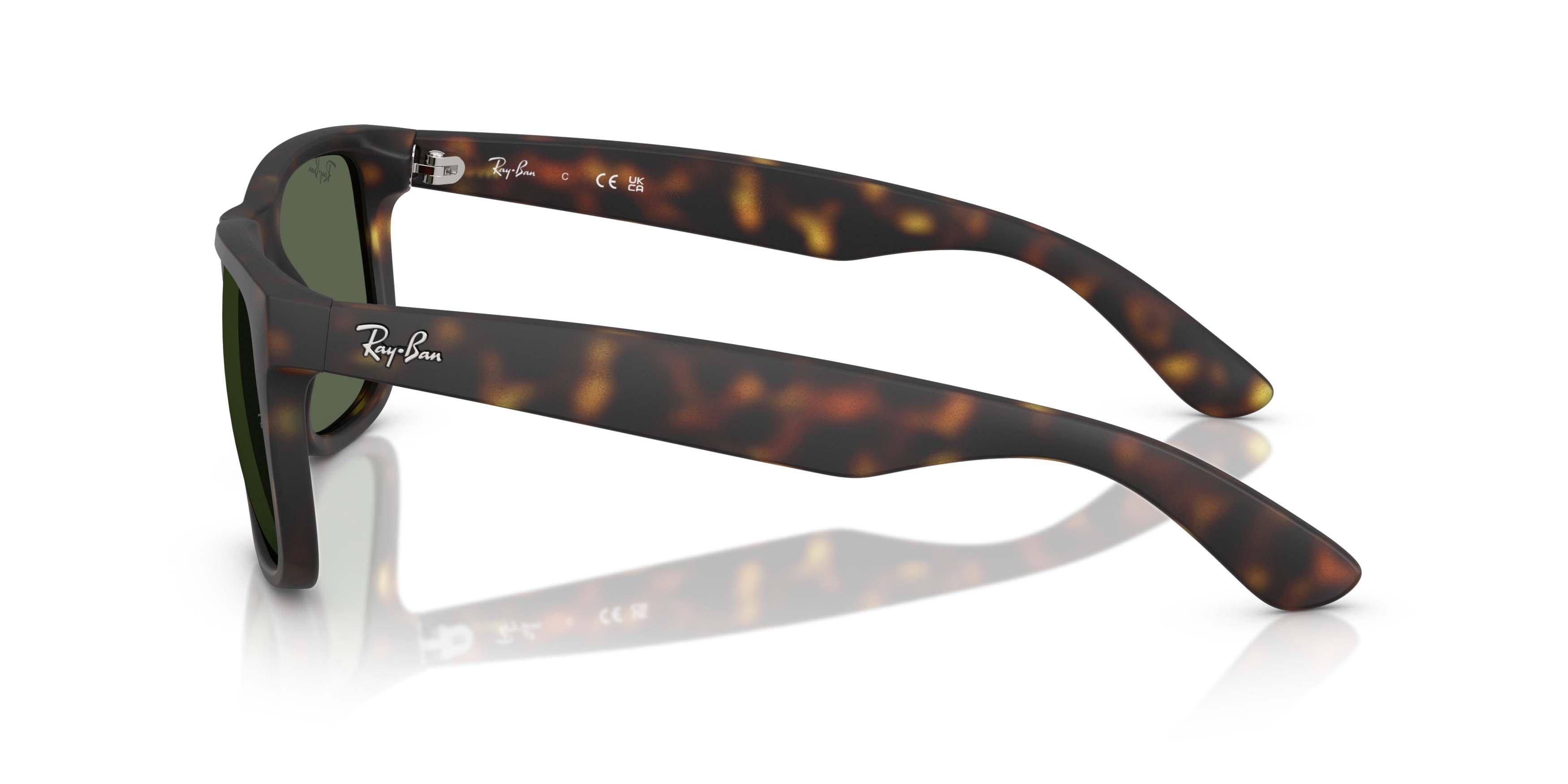 Ray-Ban Justin Classic Dark Green Sunglasses - Rubber Havana - BROWN/GREEN