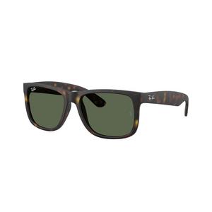 Ray-Ban Justin Classic Dark Green Sunglasses - Rubber Havana - BROWN/GREEN