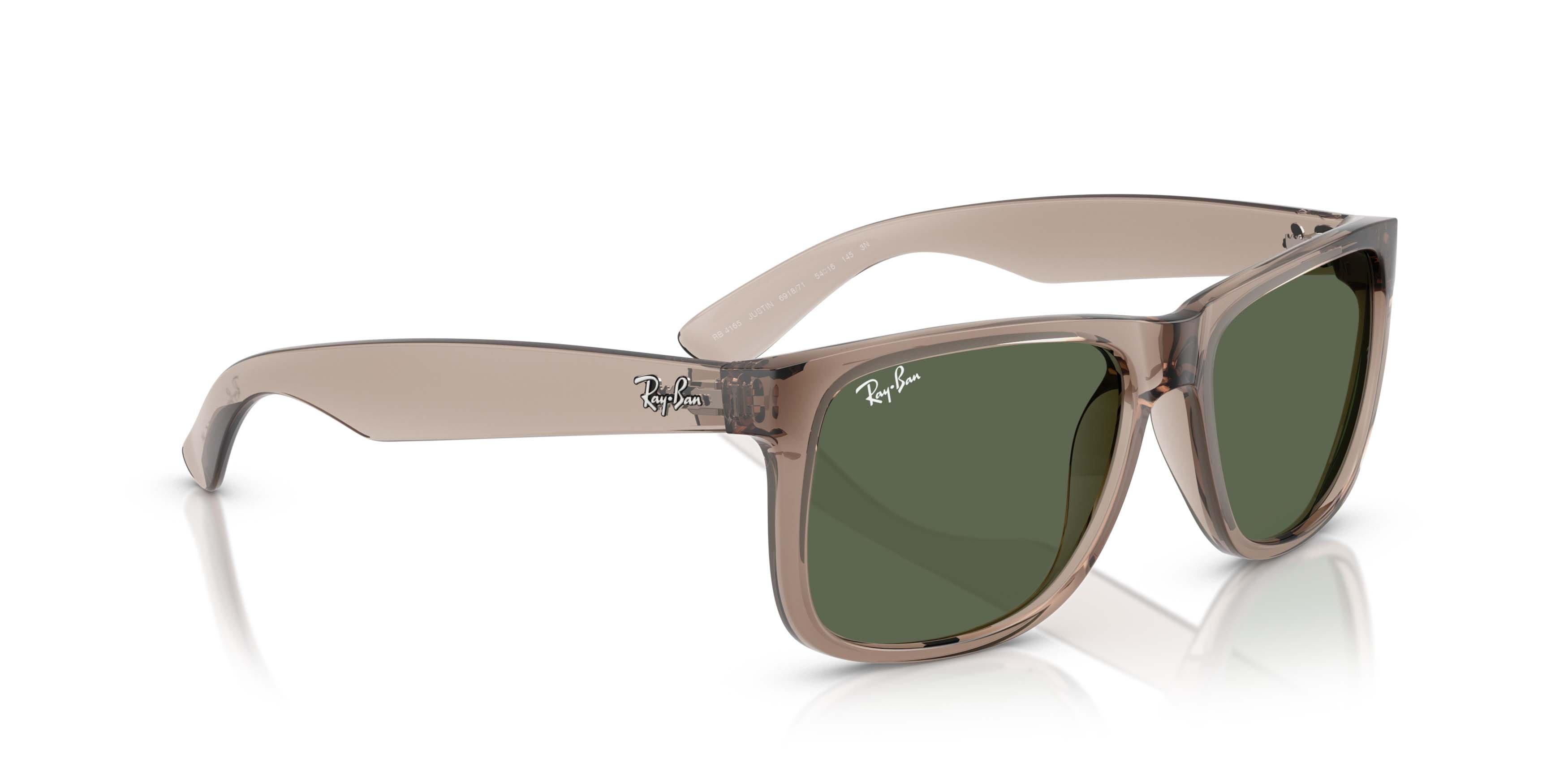 Ray-Ban Justin Classic Dark Green Sunglasses - Transparent Brown - BROWN/GREEN