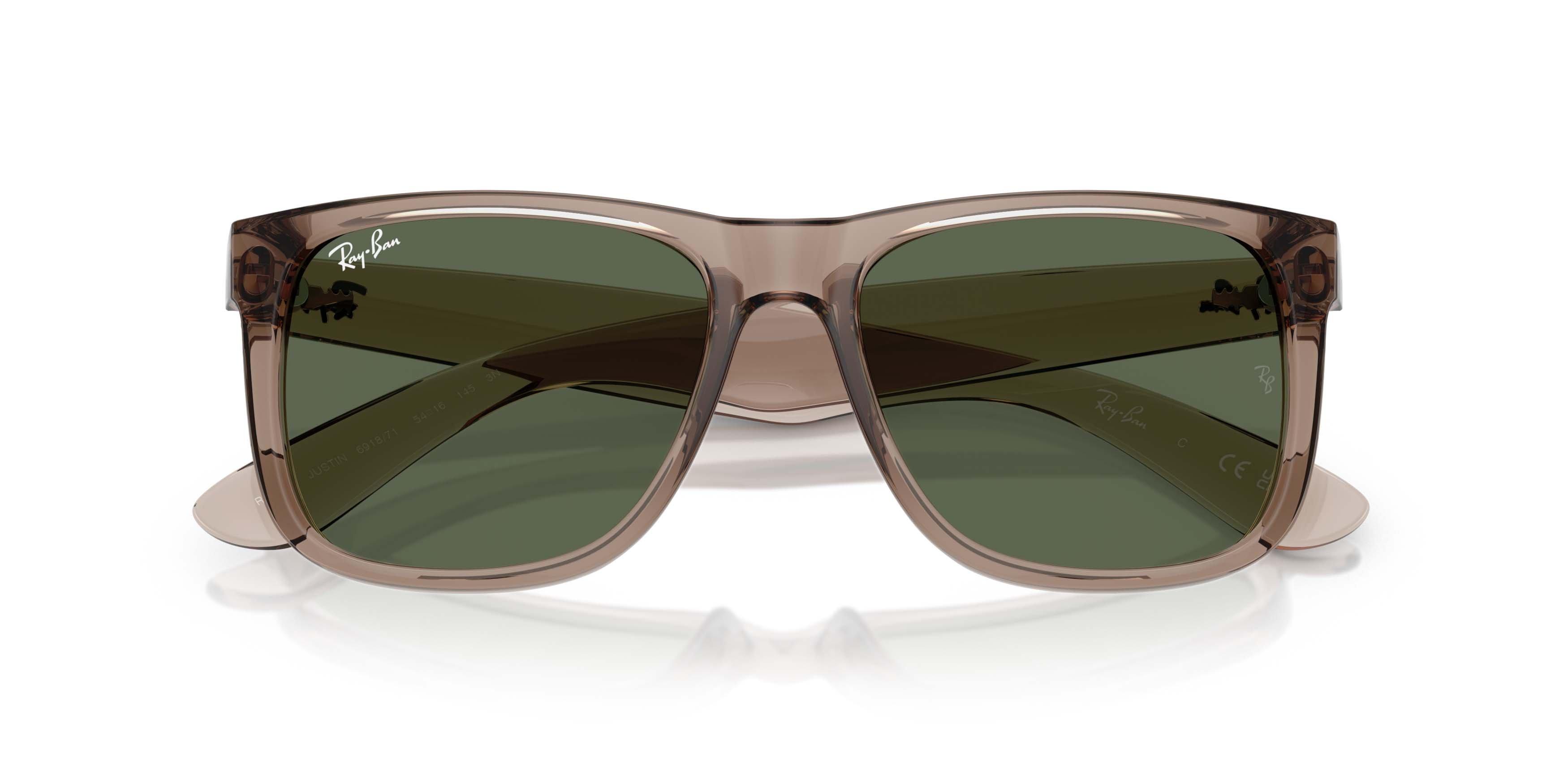 Ray-Ban Justin Classic Dark Green Sunglasses - Transparent Brown - BROWN/GREEN