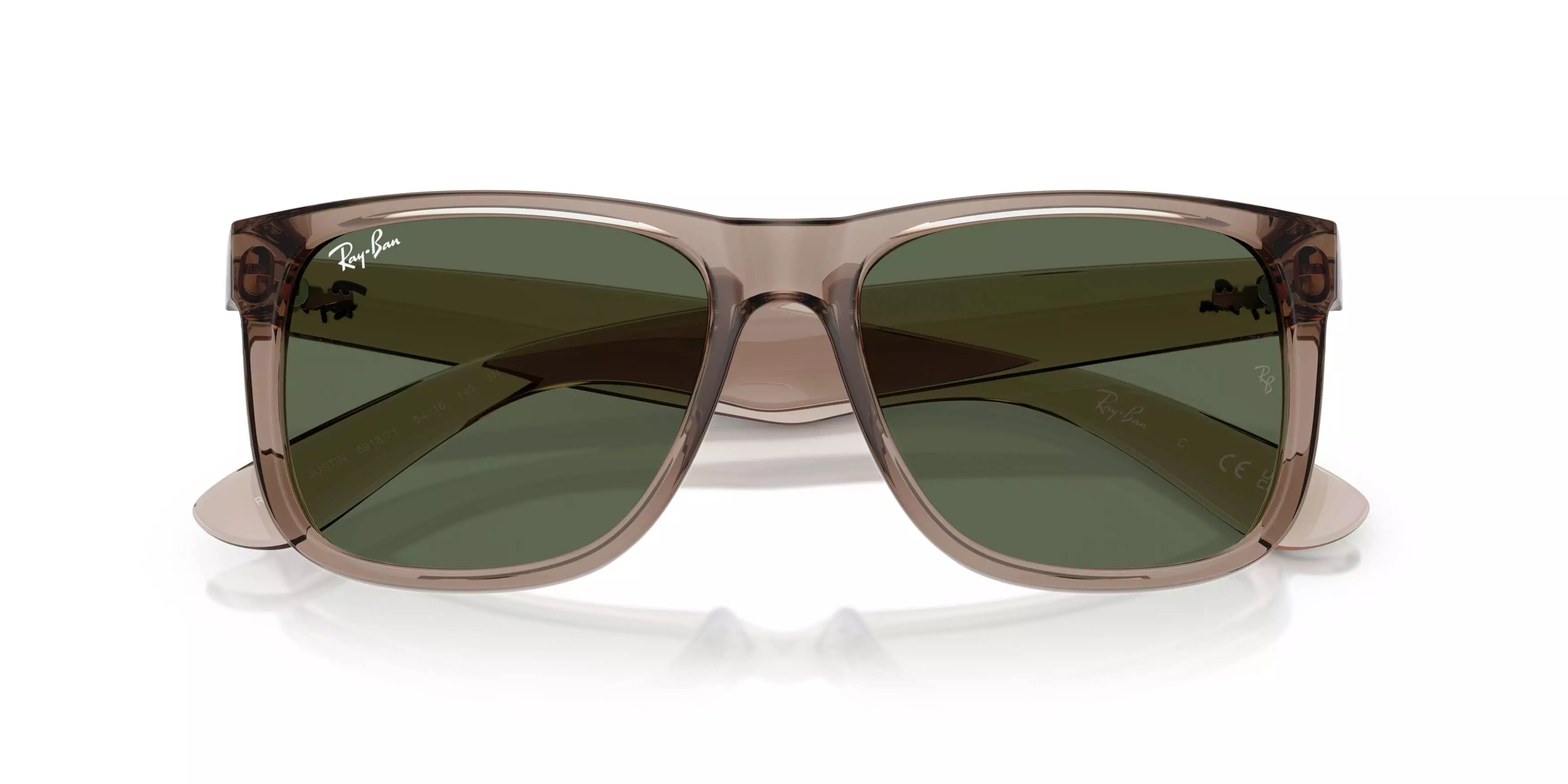 Ray-Ban Justin Classic Dark Green Sunglasses - Transparent Brown - BROWN/GREEN