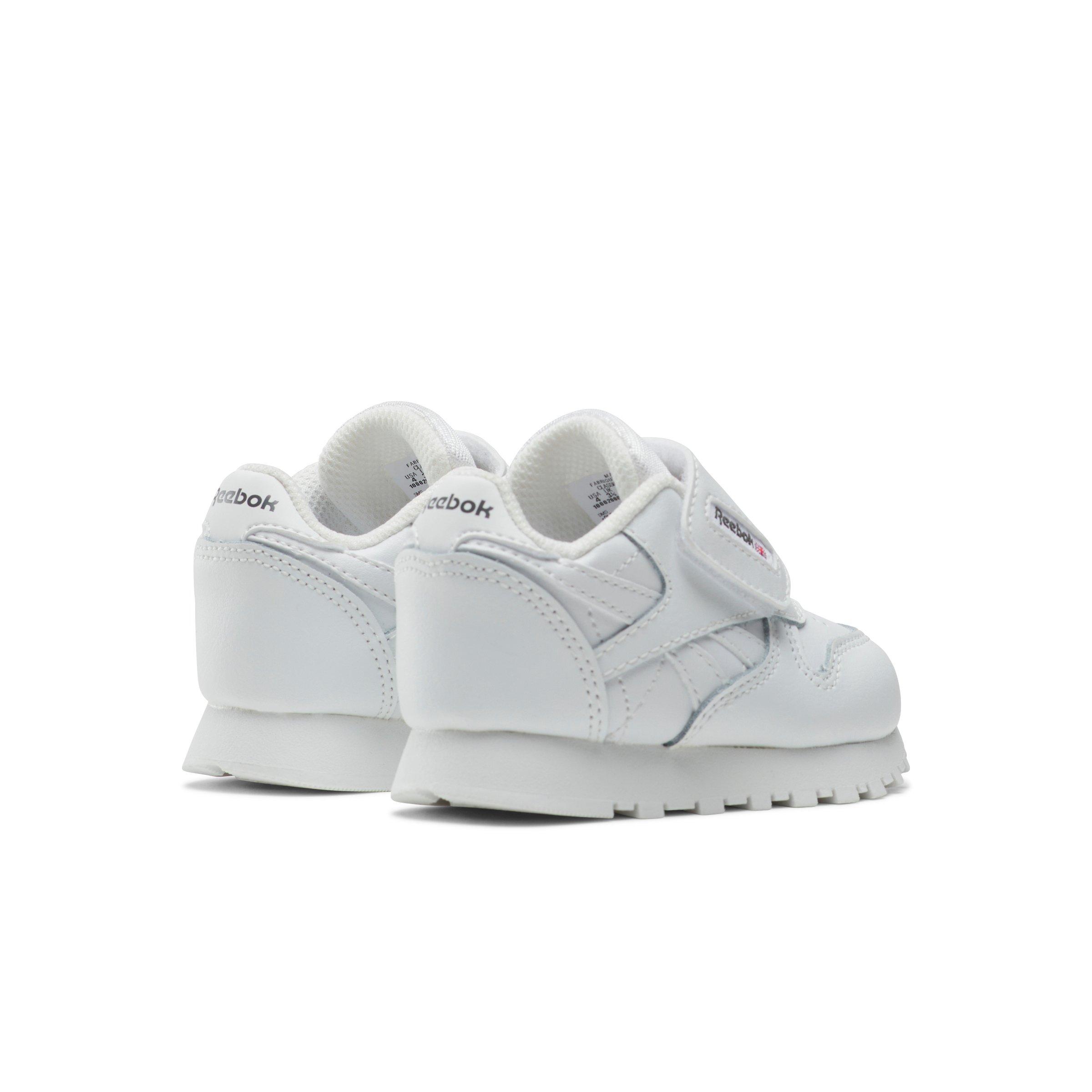 Reebok Classic Leather "White/White/Grey" Infant Boys' Shoe - WHITE/WHITE/GREY Thumbnail View 3