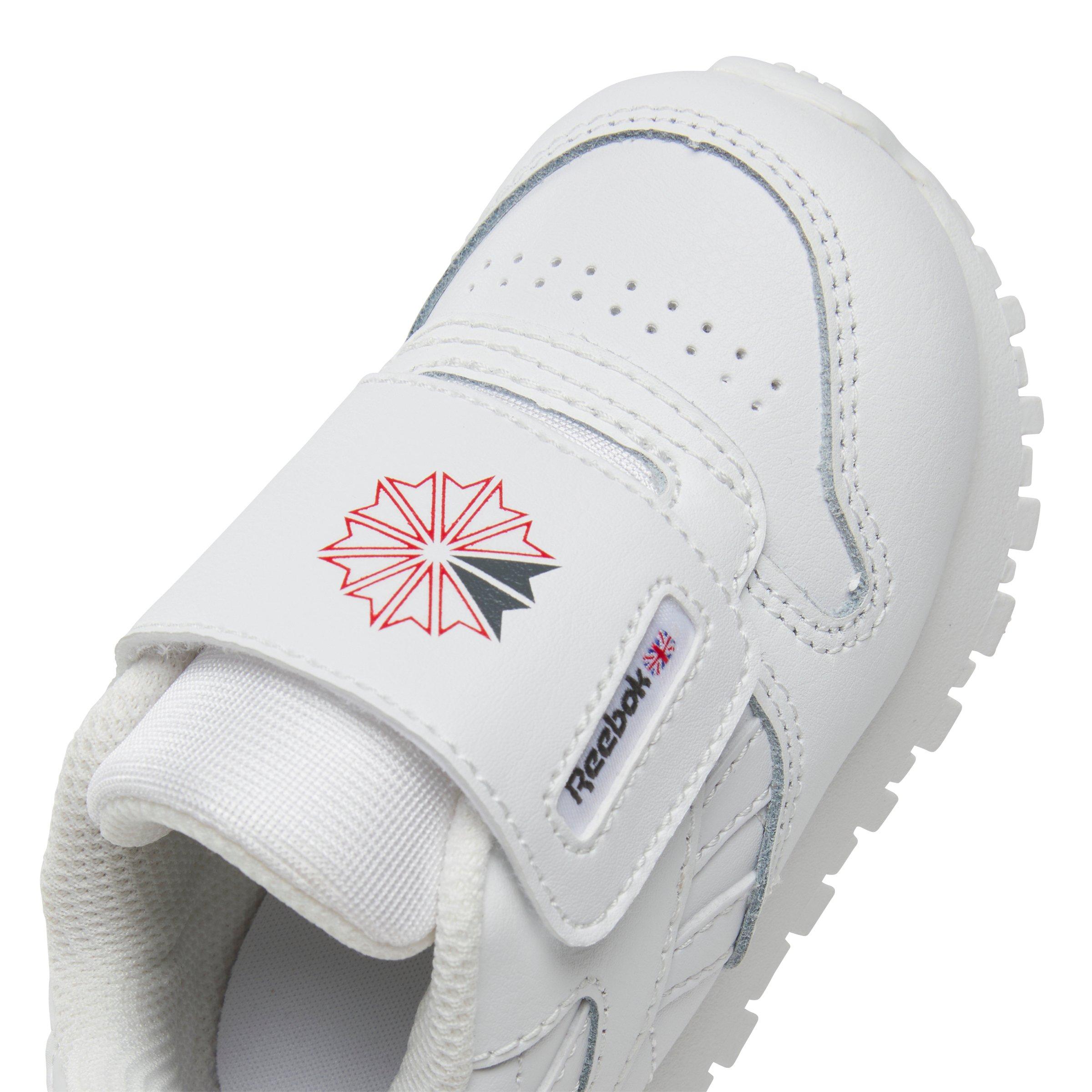 Reebok Classic Leather "White/White/Grey" Infant Boys' Shoe - WHITE/WHITE/GREY Thumbnail View 6