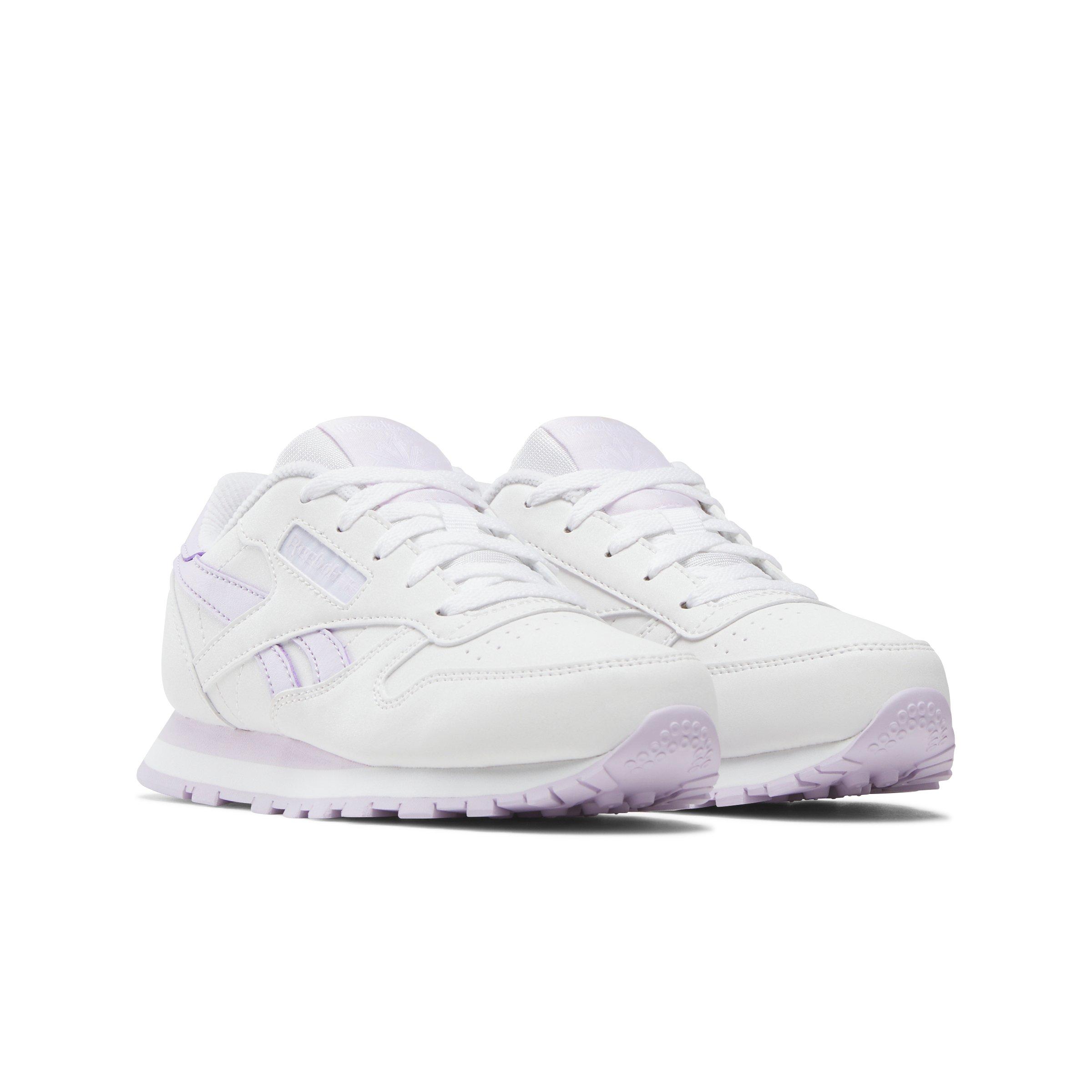 Reebok Classic Leather "White/Light Purple" Preschool Girls' Shoe - WHITE/LT PURPLE Thumbnail View 2
