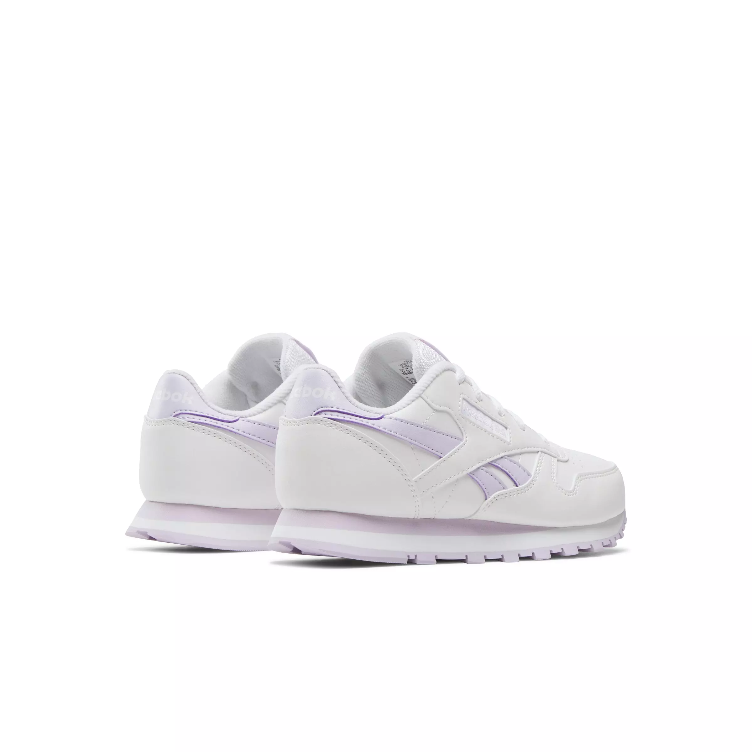 Reebok Classic Leather "White/Light Purple" Preschool Girls' Shoe - WHITE/LT PURPLE