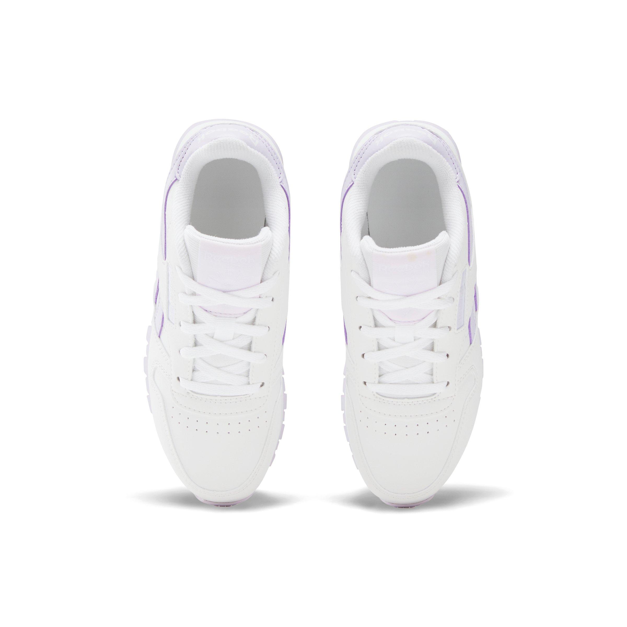 Reebok Classic Leather "White/Light Purple" Preschool Girls' Shoe - WHITE/LT PURPLE Thumbnail View 4