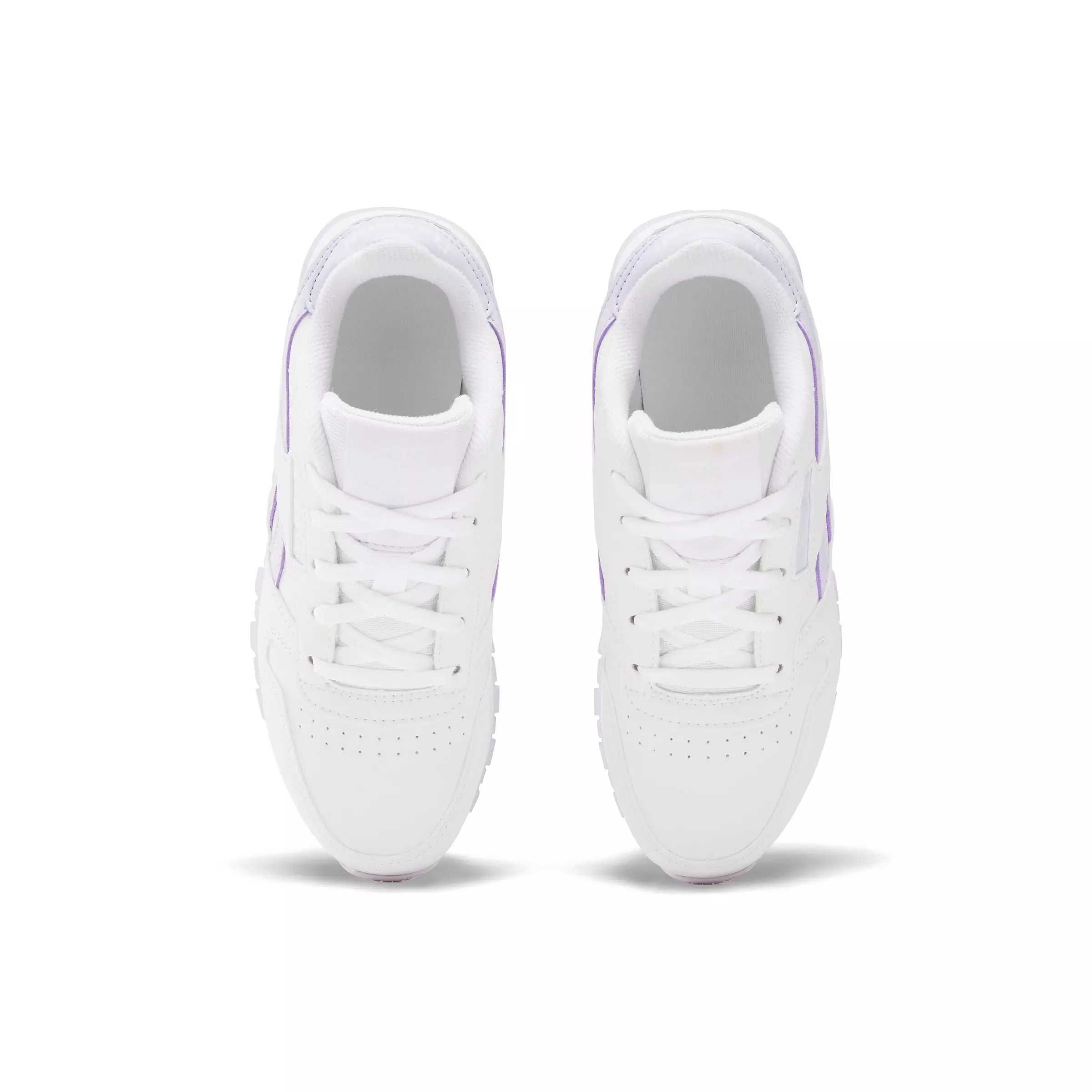 Reebok Classic Leather "White/Light Purple" Preschool Girls' Shoe - WHITE/LT PURPLE