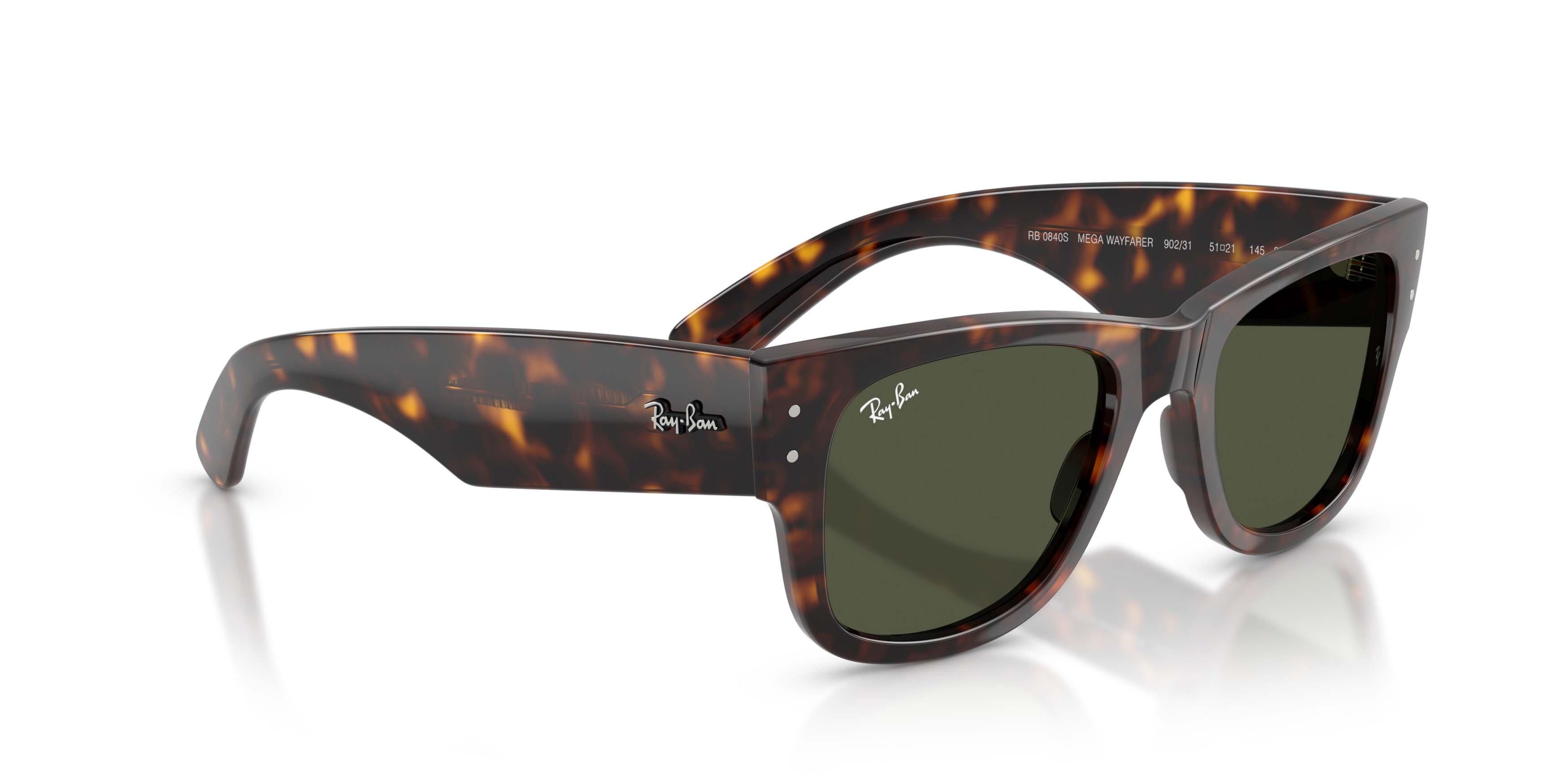 Ray-Ban Mega Wayfarer Green Sunglasses - Havana - BROWN/GREEN
