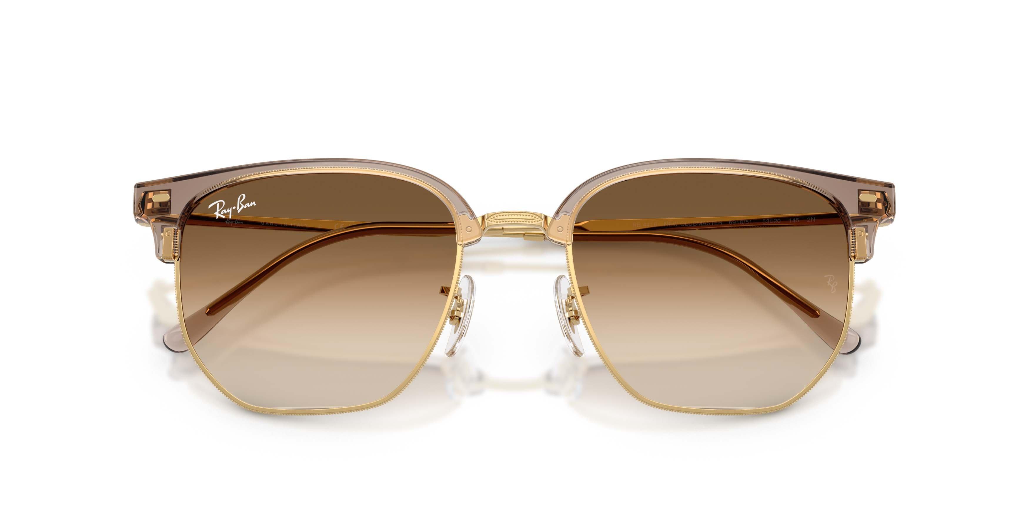 Ray-Ban New Clubmaster Clear Gradient Brown Sunglasses - Transparent Brown on Arista - BROWN