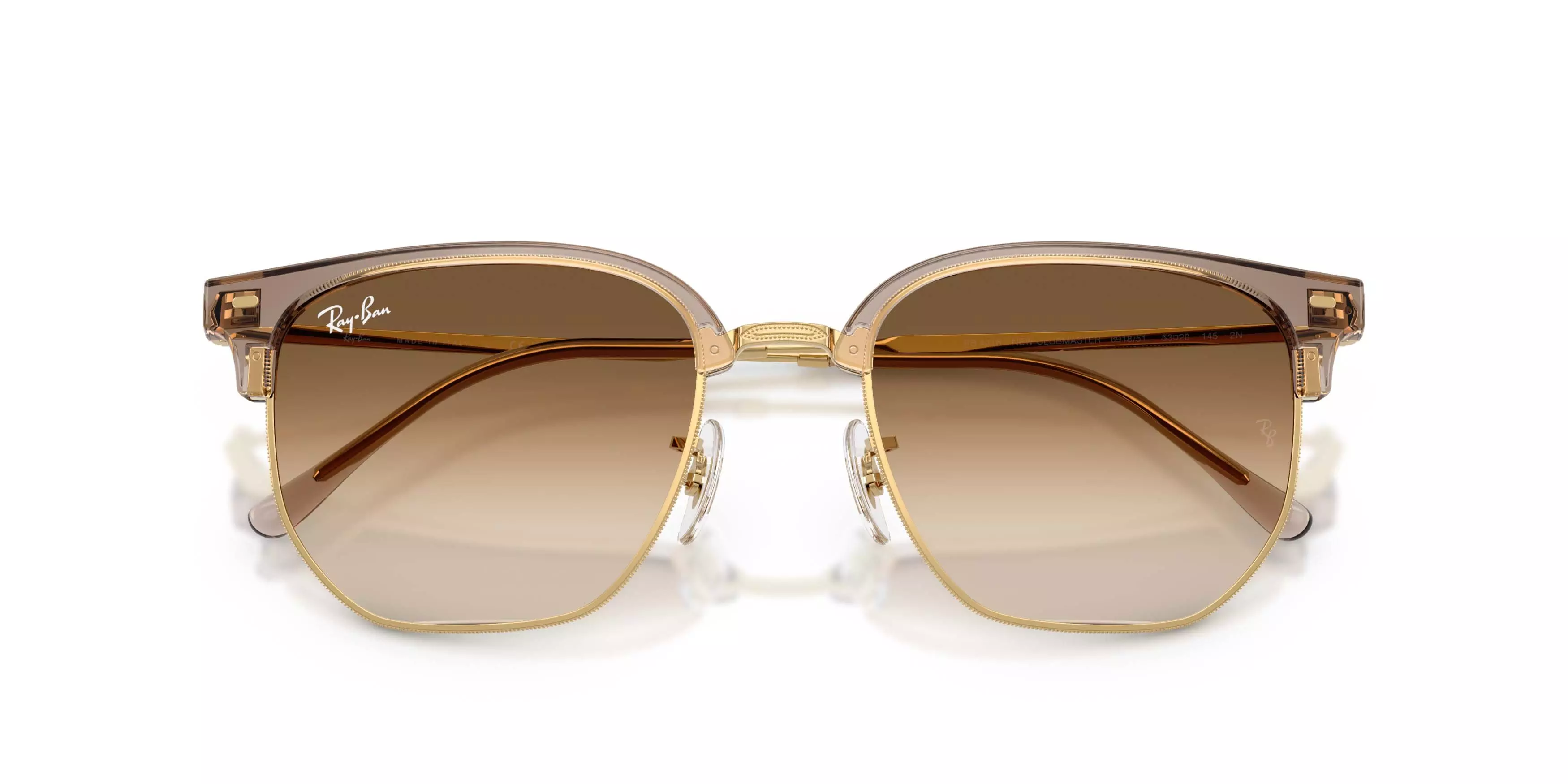 Ray-Ban New Clubmaster Clear Gradient Brown Sunglasses - Transparent Brown on Arista - BROWN
