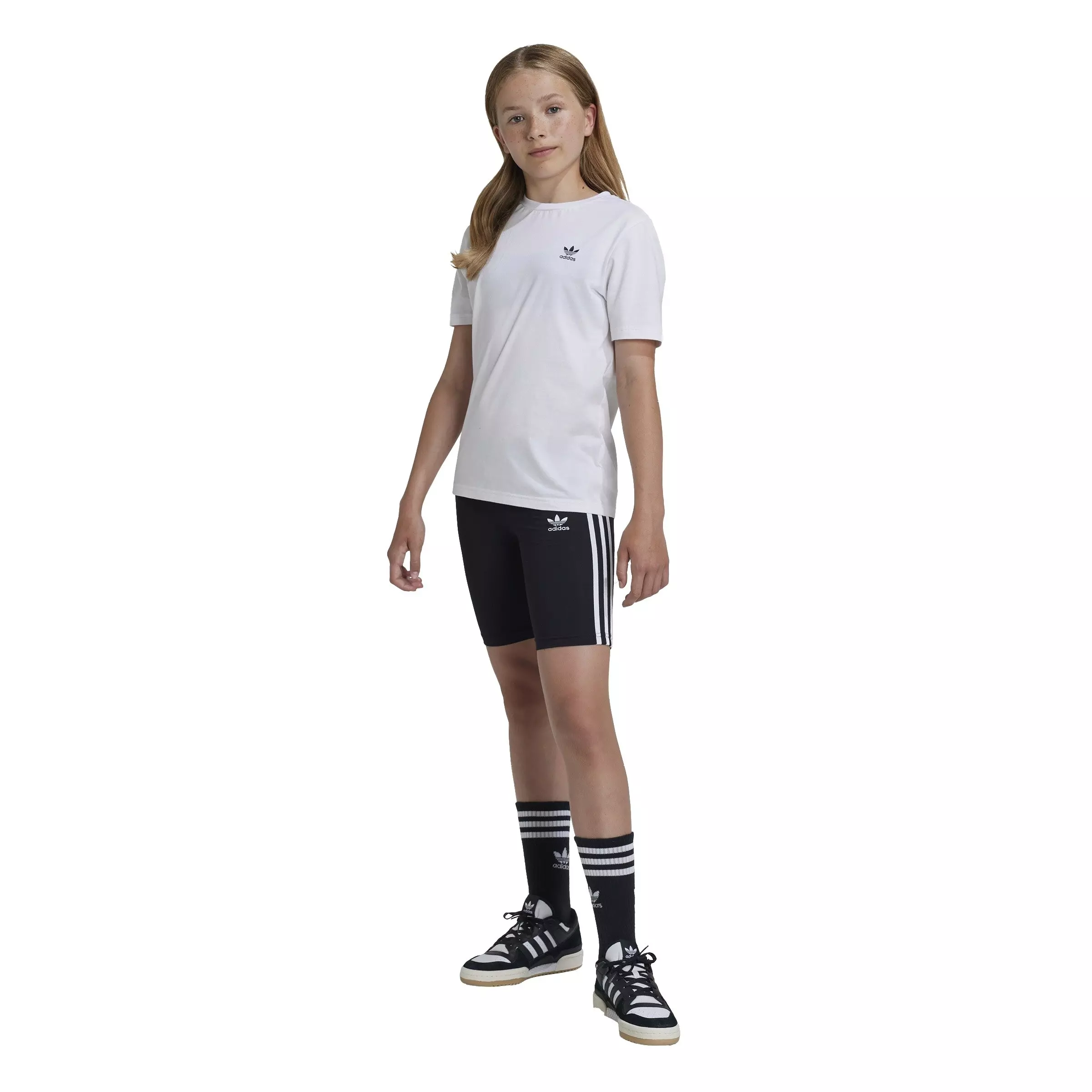 adidas Originals Big Girls' adicolor 3-Stripes Lifestyle Cycling Shorts -Black - BLACK