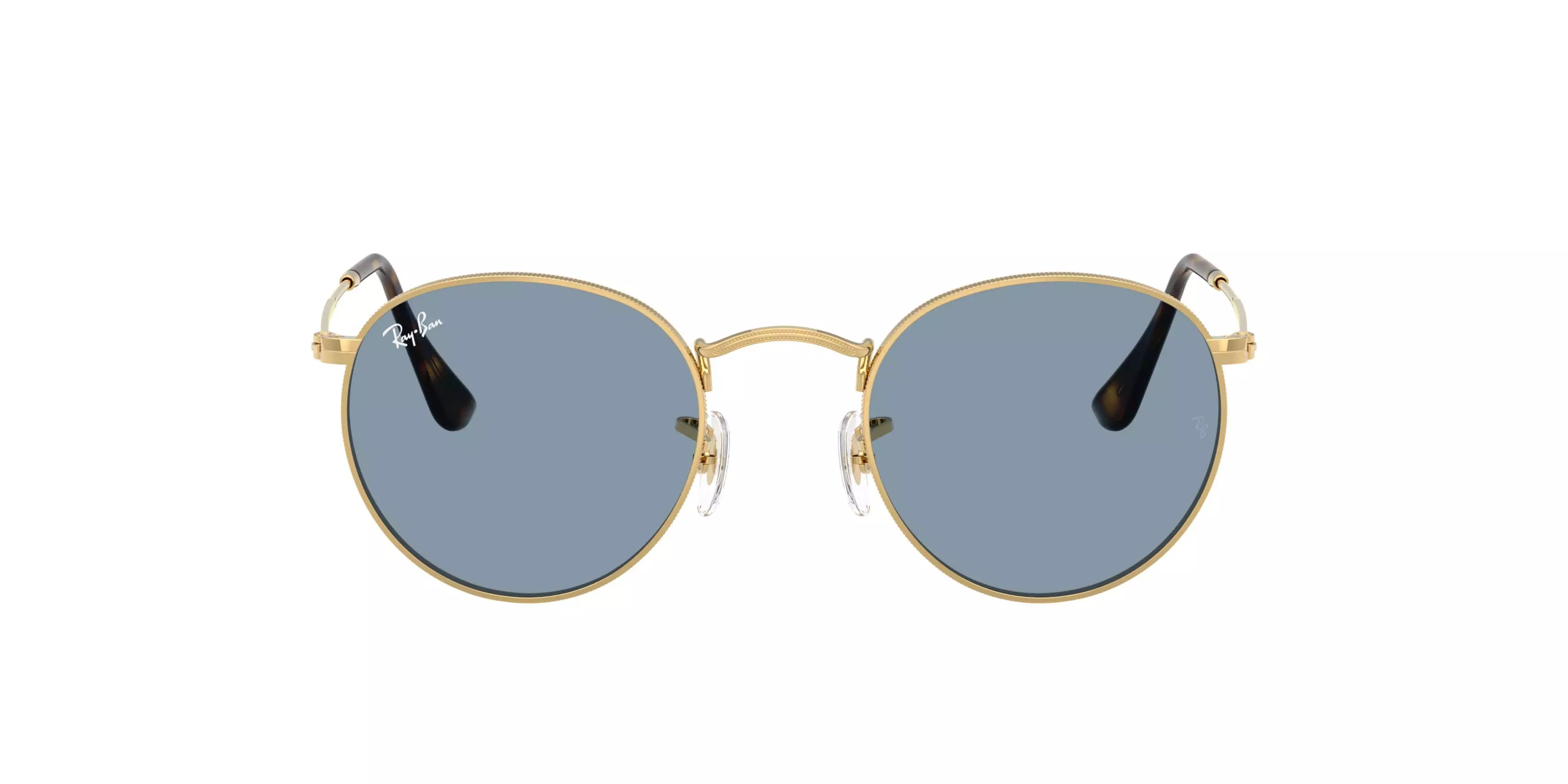 Ray-Ban Round Metal Blue Sunglasses - Polished Arista Gold - GOLD/BLUE