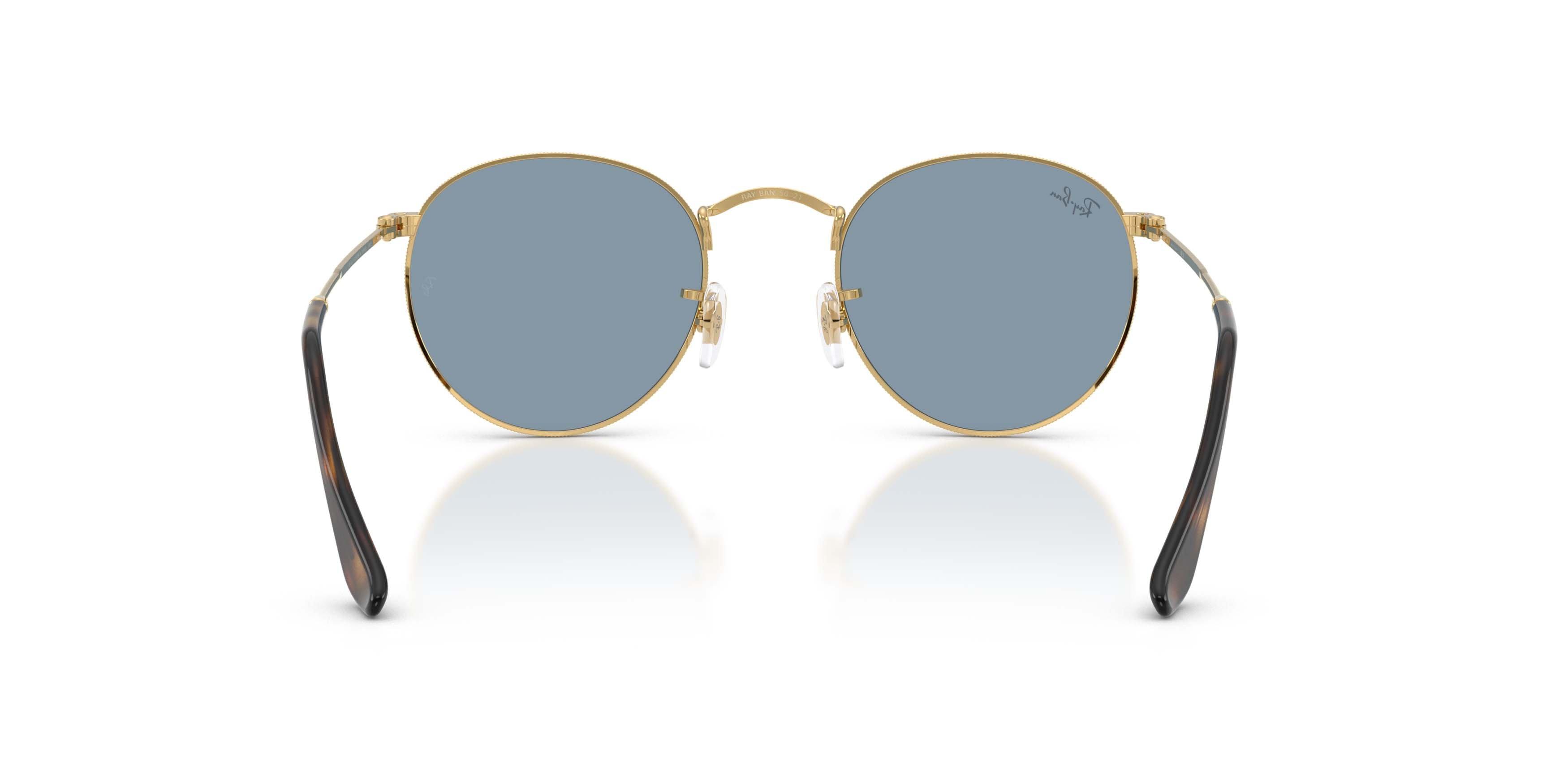 Ray-Ban Round Metal Blue Sunglasses - Polished Arista Gold - GOLD/BLUE