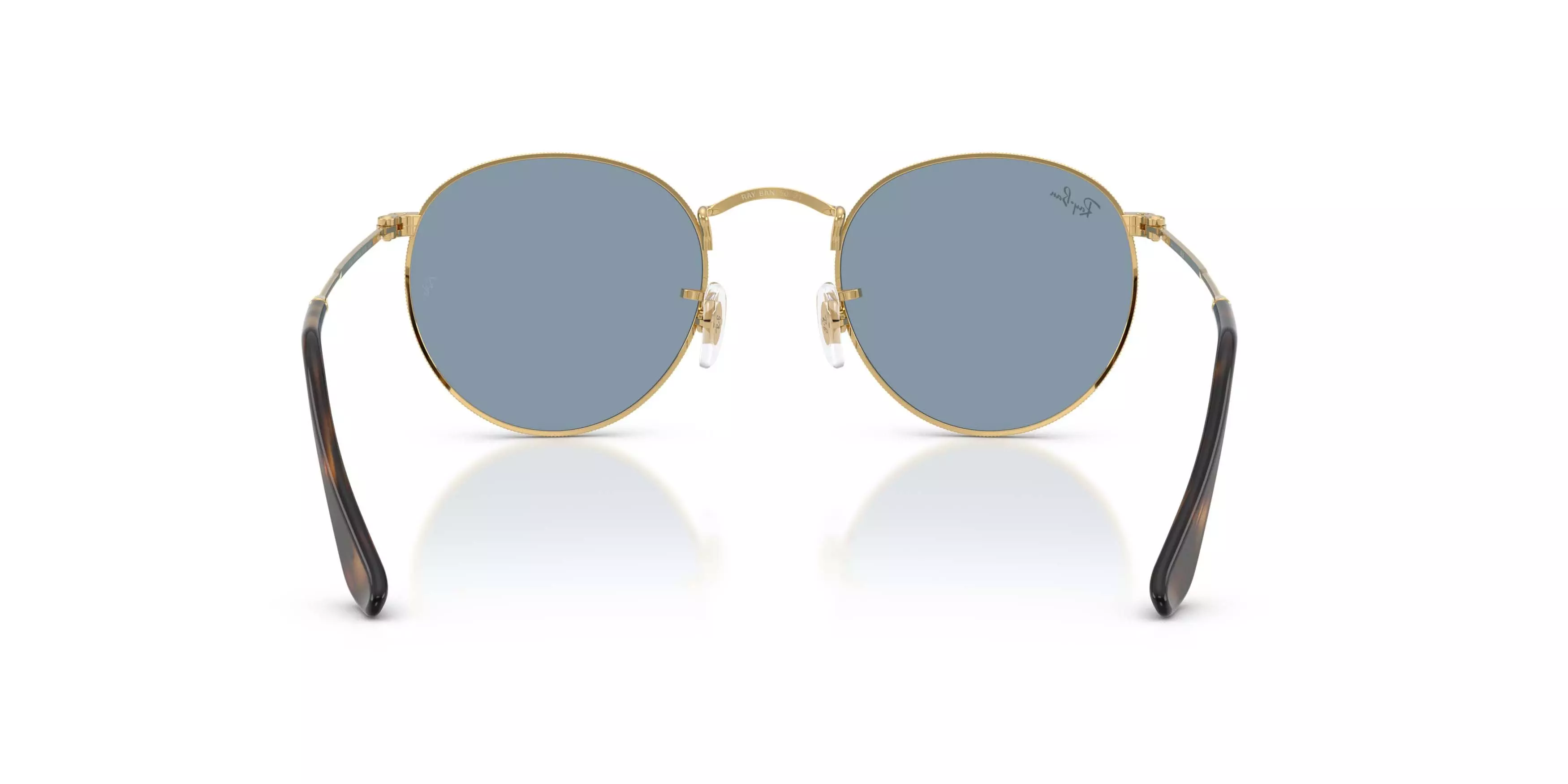 Ray-Ban Round Metal Blue Sunglasses - Polished Arista Gold - GOLD/BLUE