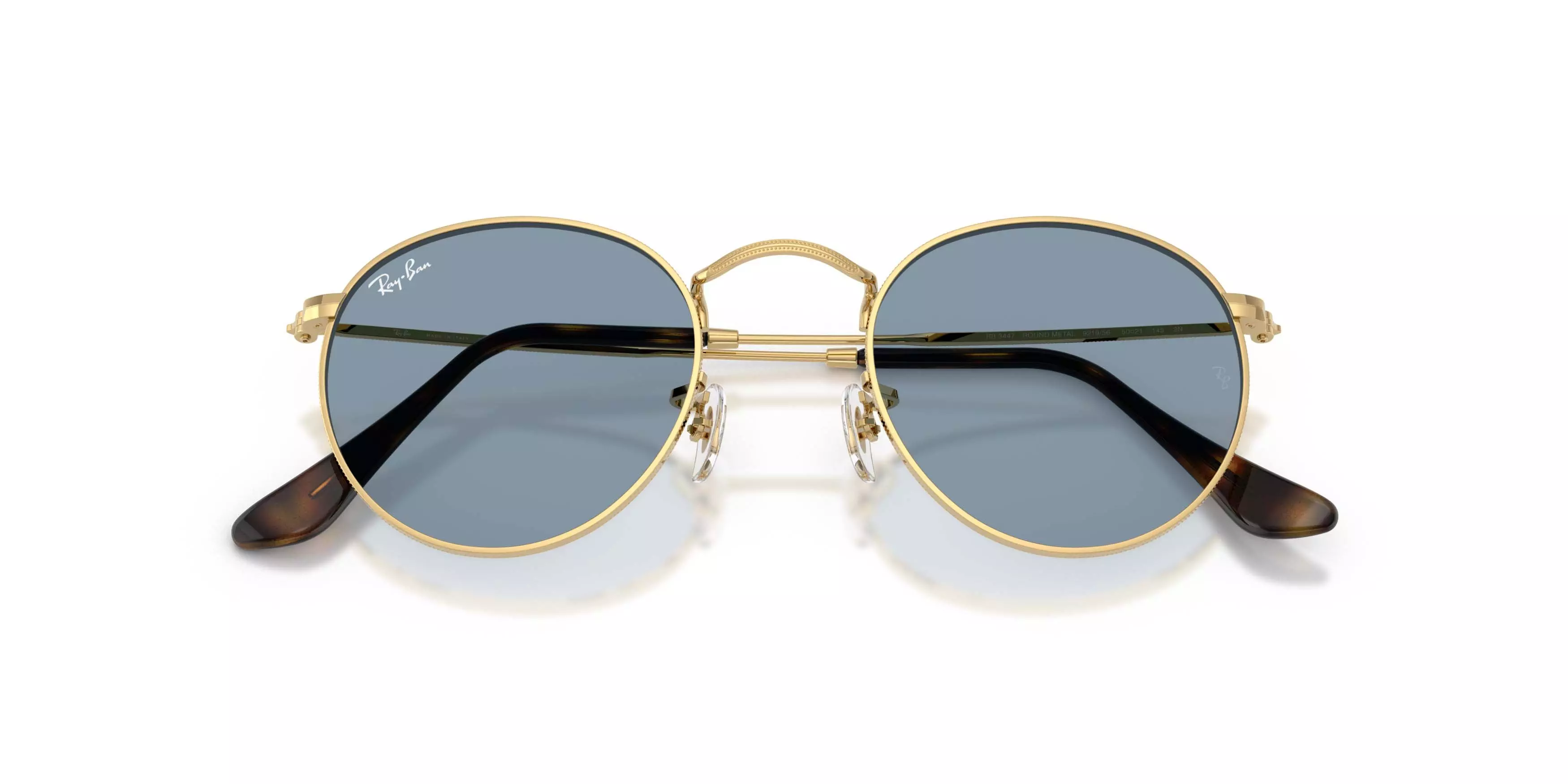 Ray-Ban Round Metal Blue Sunglasses - Polished Arista Gold - GOLD/BLUE