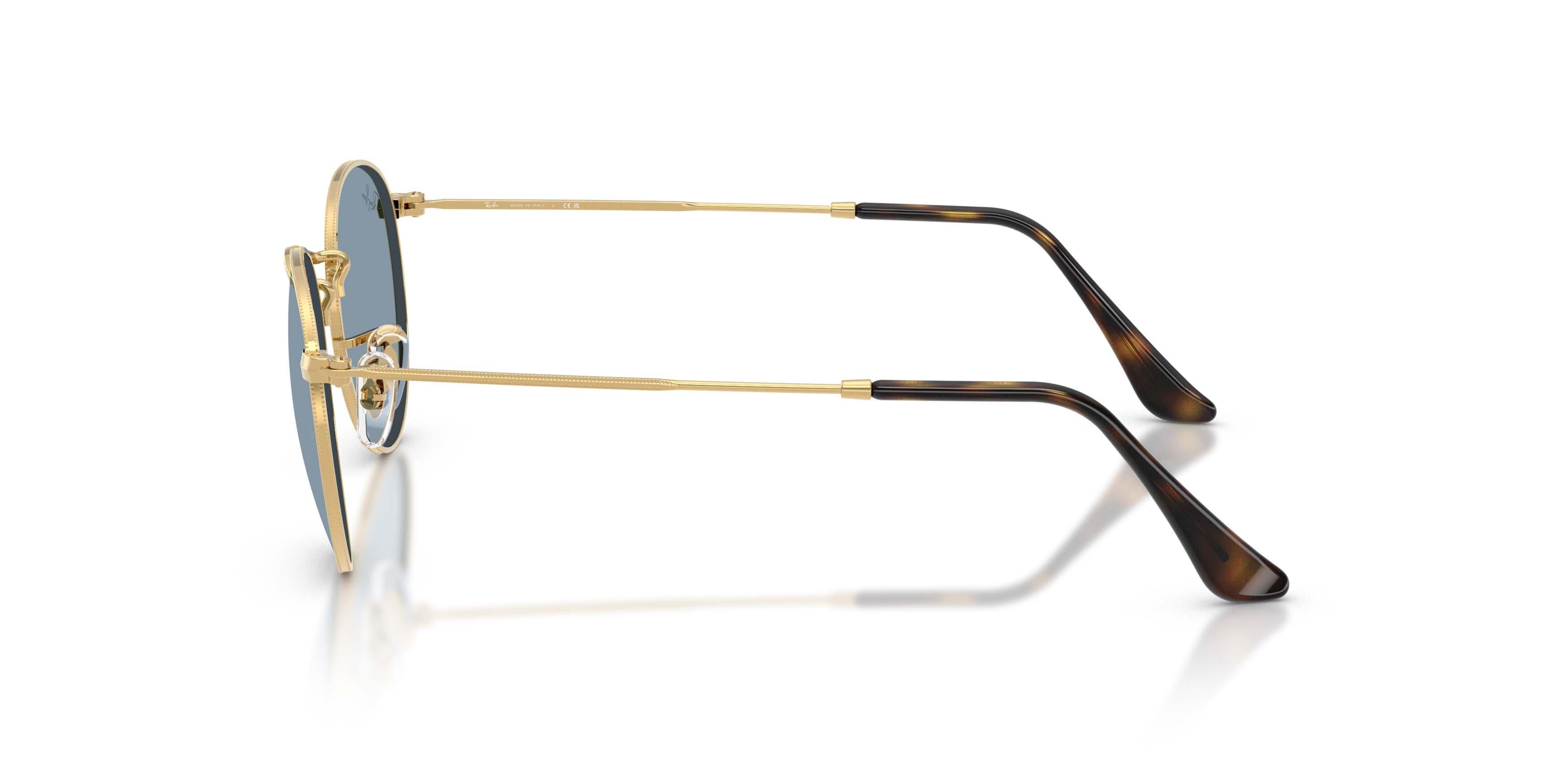 Ray-Ban Round Metal Blue Sunglasses - Polished Arista Gold - GOLD/BLUE
