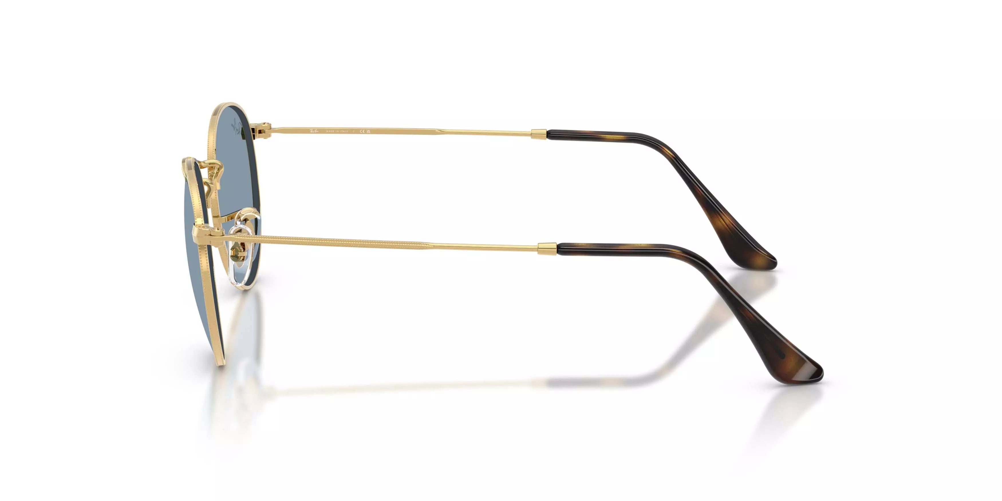 Ray-Ban Round Metal Blue Sunglasses - Polished Arista Gold - GOLD/BLUE