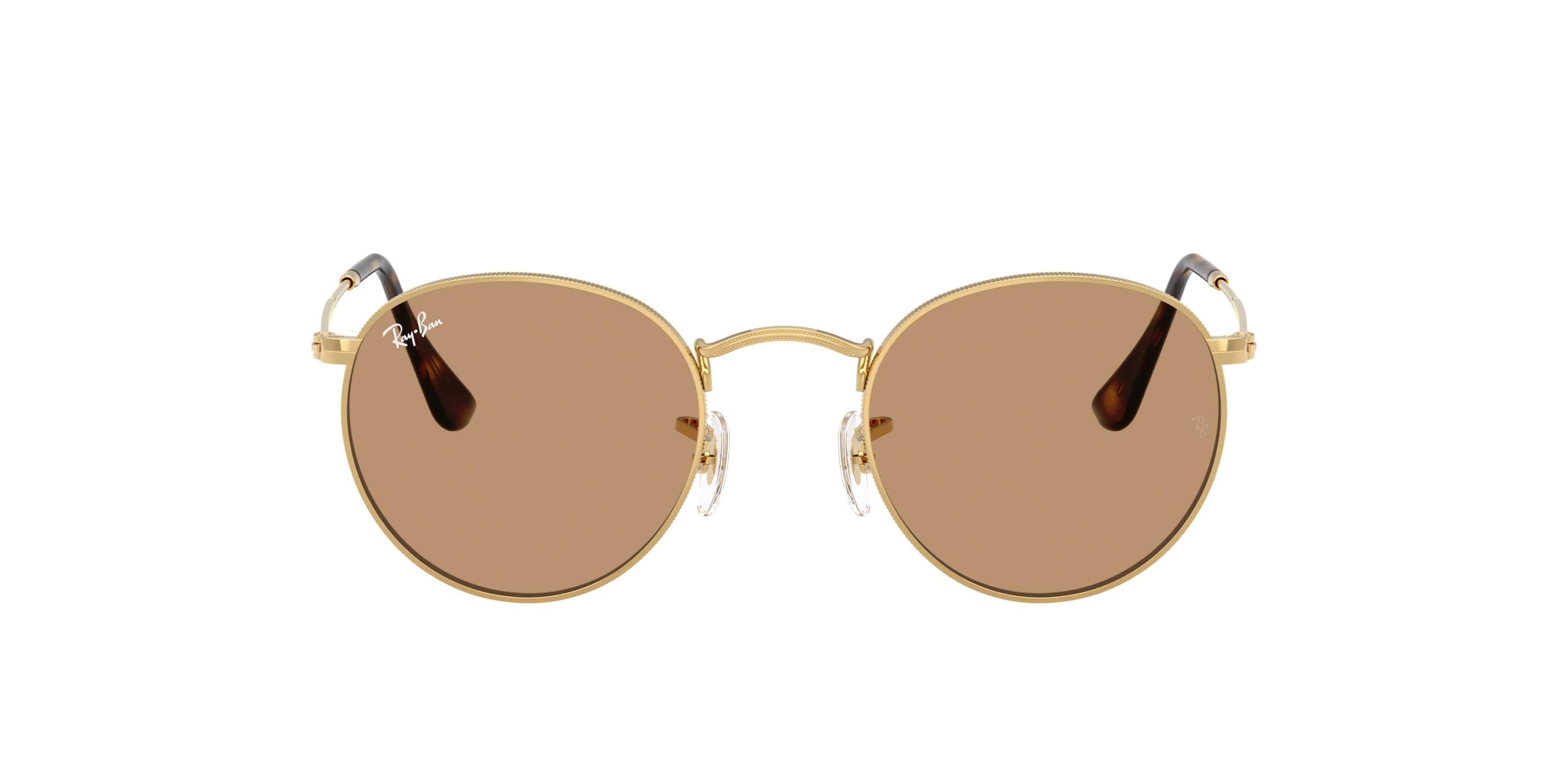 Ray-Ban Round Metal Brown Sunglasses - Polished Arista Gold - GOLD/BROWN