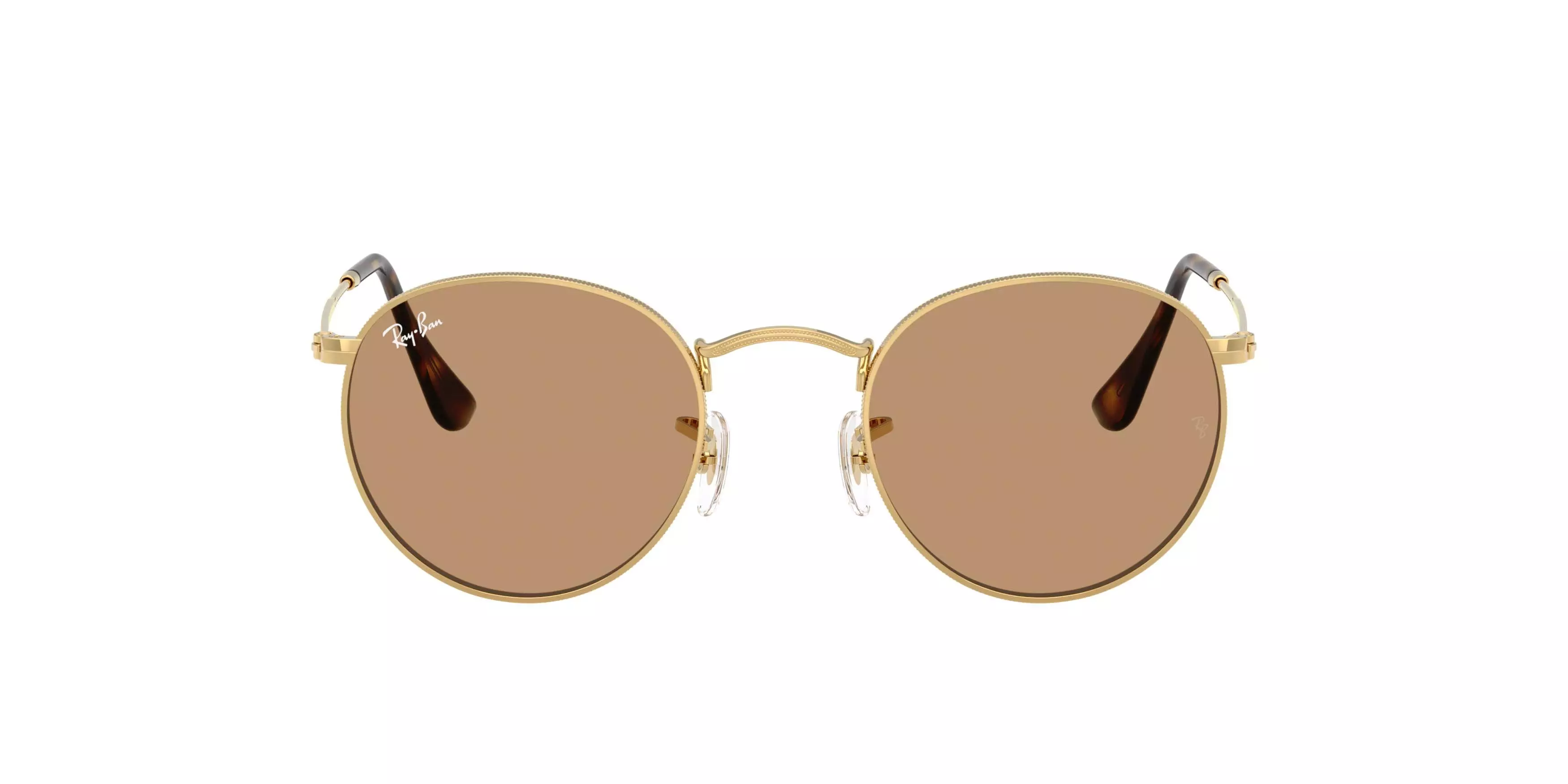 Ray-Ban Round Metal Brown Sunglasses - Polished Arista Gold - GOLD/BROWN