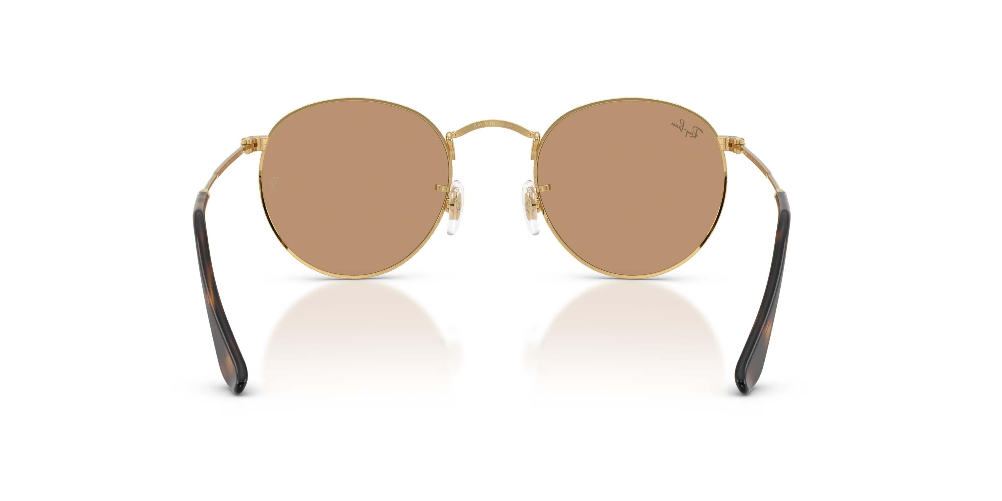 Ray-Ban Round Metal Brown Sunglasses - Polished Arista Gold - GOLD/BROWN