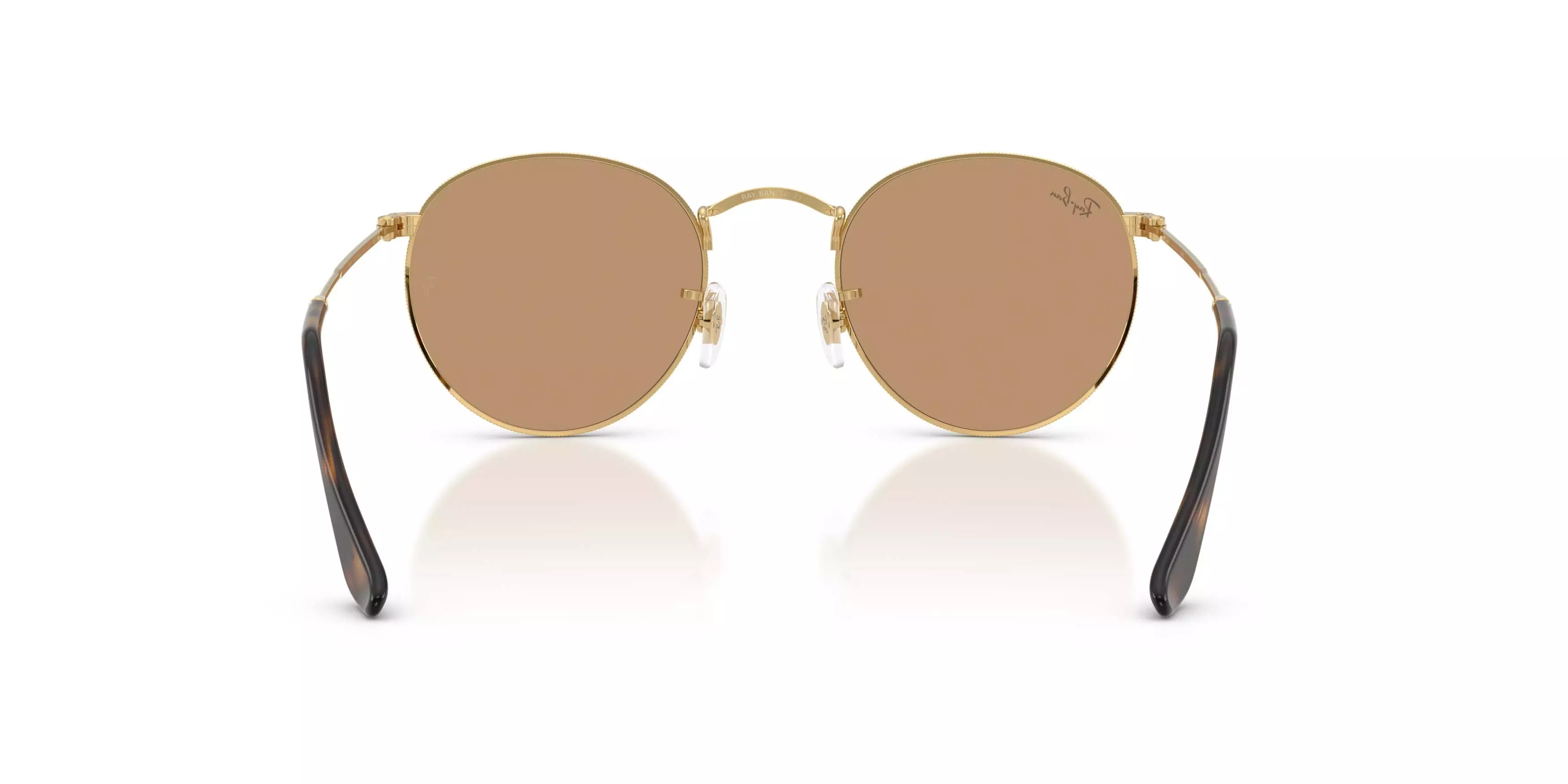 Ray-Ban Round Metal Brown Sunglasses - Polished Arista Gold - GOLD/BROWN