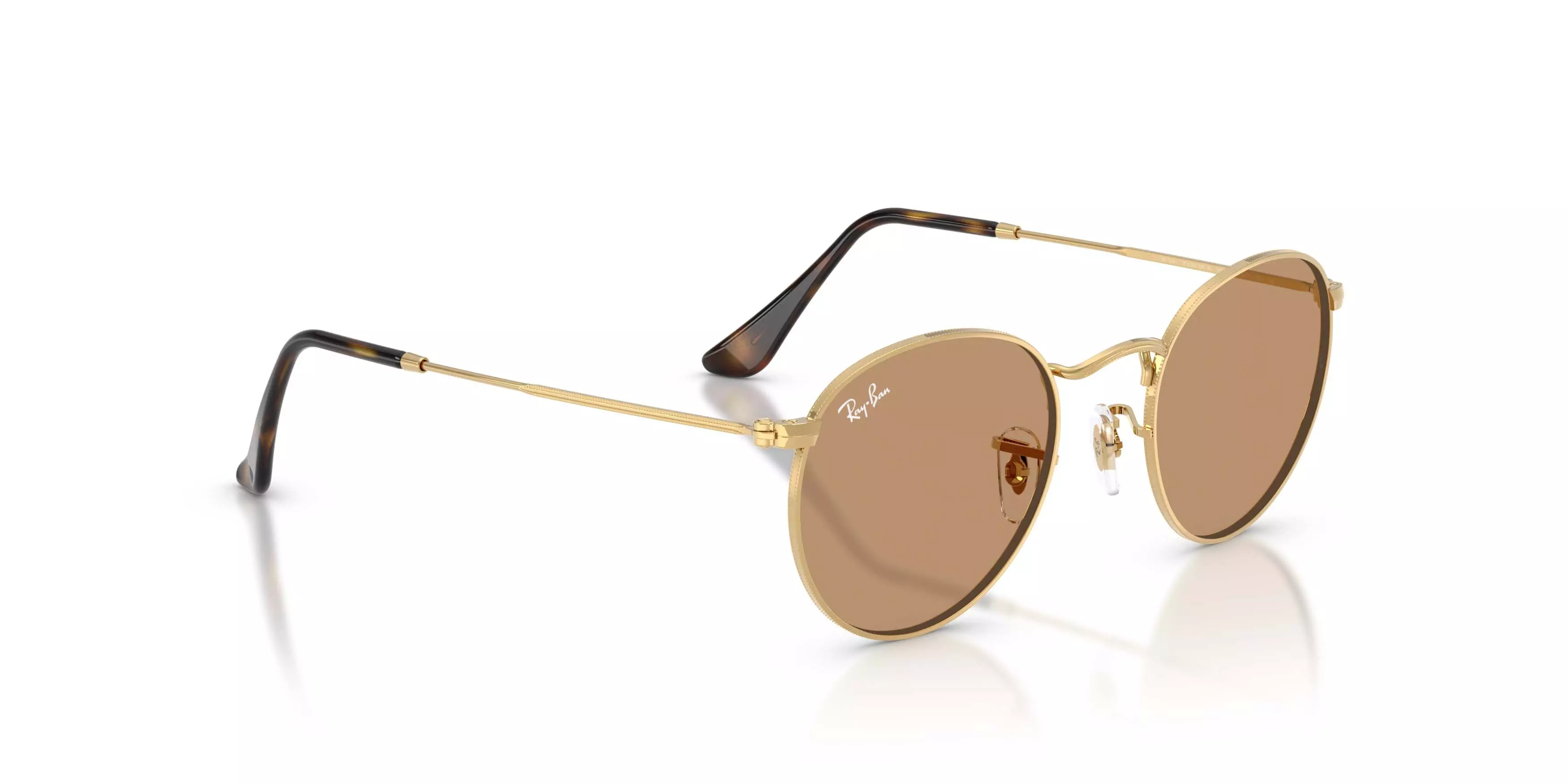 Ray-Ban Round Metal Brown Sunglasses - Polished Arista Gold - GOLD/BROWN