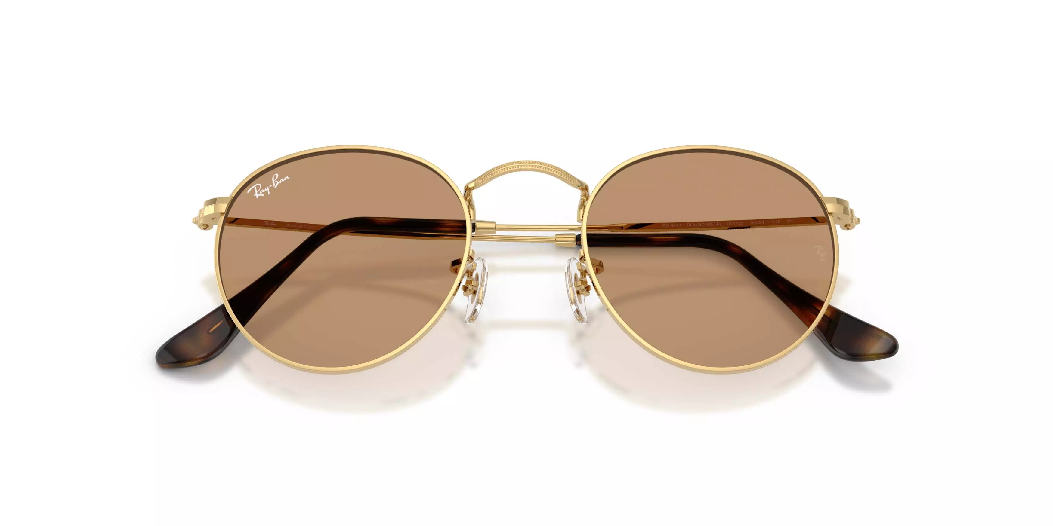 Ray-Ban Round Metal Brown Sunglasses - Polished Arista Gold - GOLD/BROWN