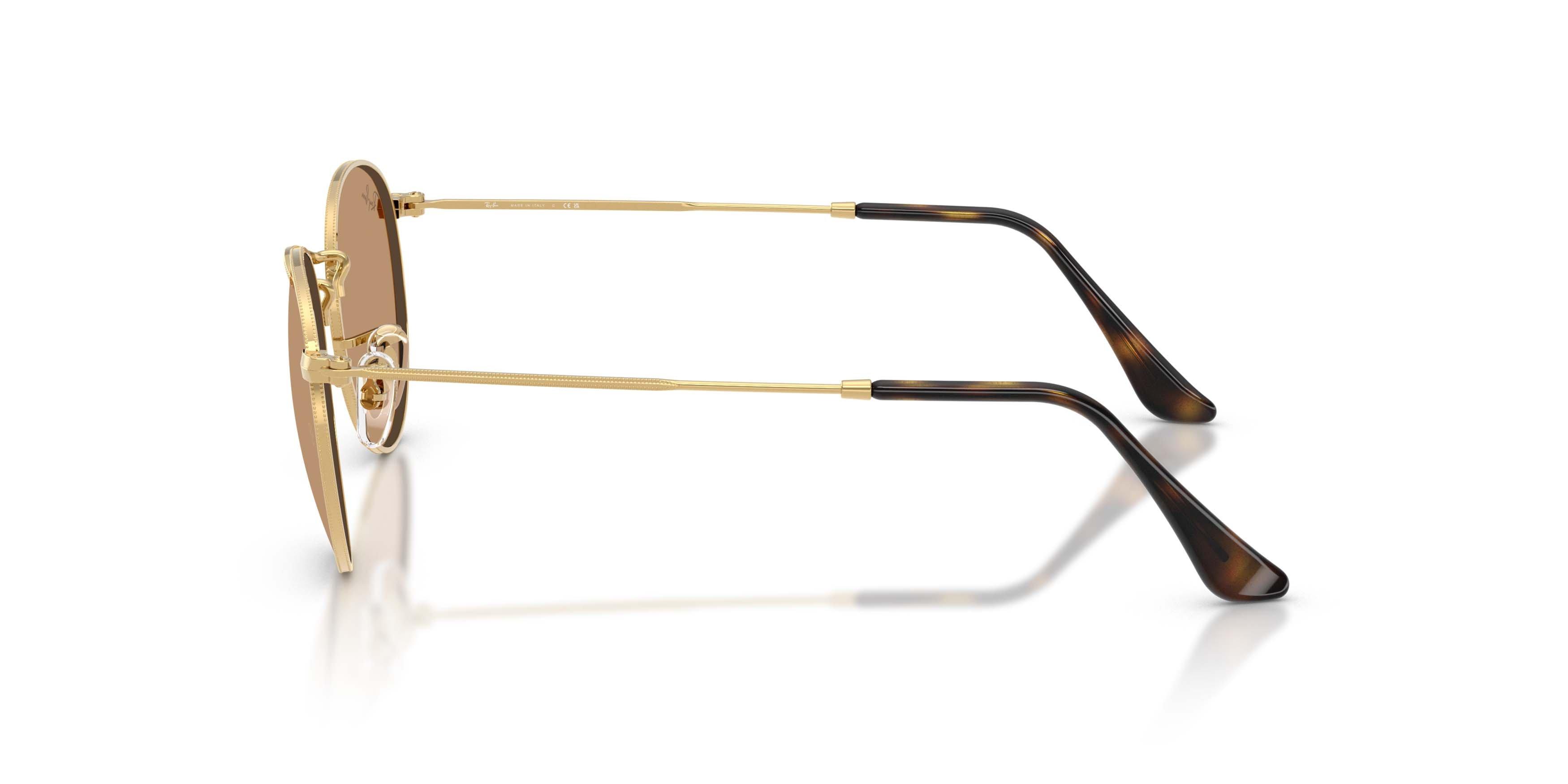 Ray-Ban Round Metal Brown Sunglasses - Polished Arista Gold - GOLD/BROWN