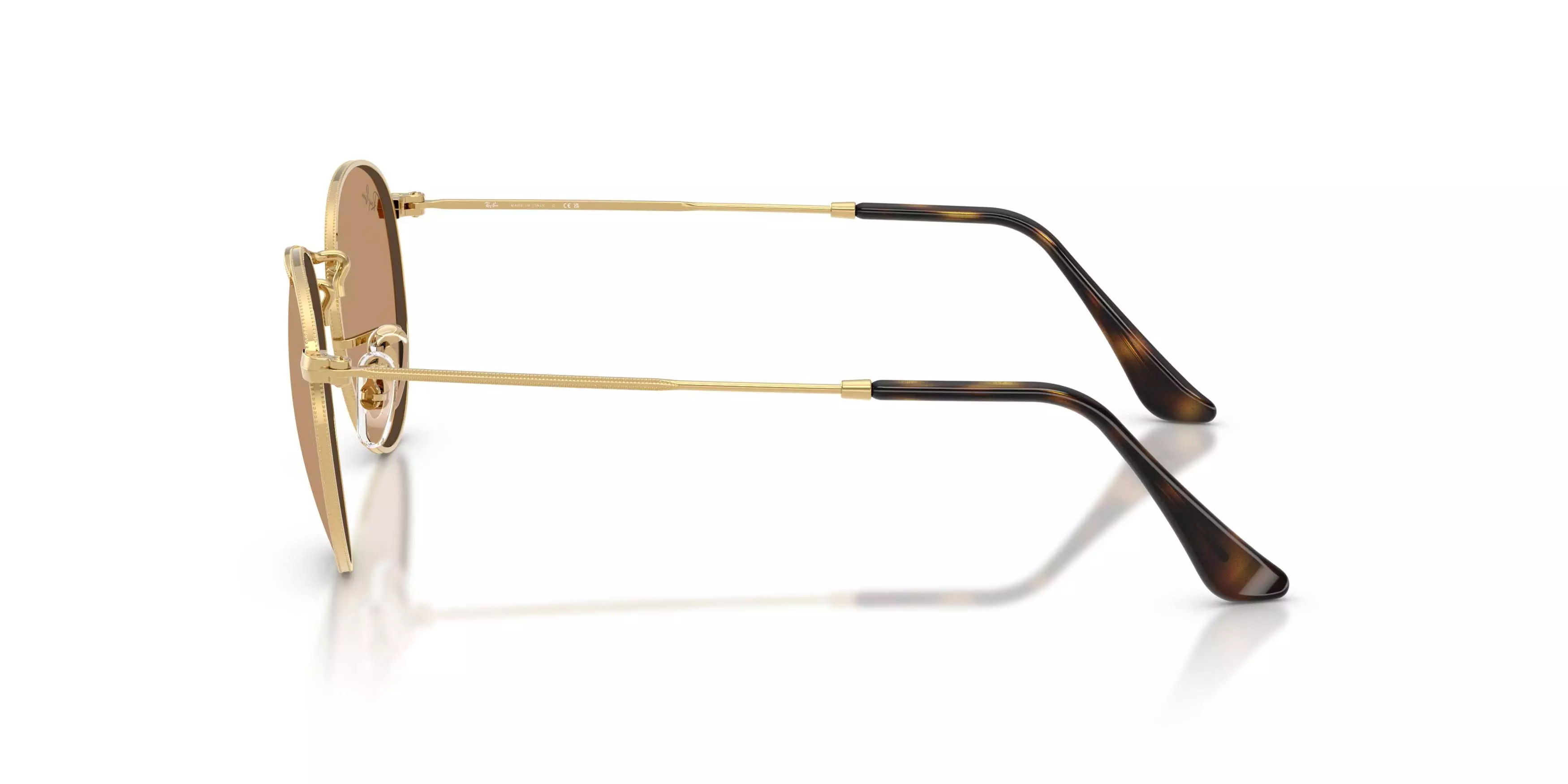 Ray-Ban Round Metal Brown Sunglasses - Polished Arista Gold - GOLD/BROWN