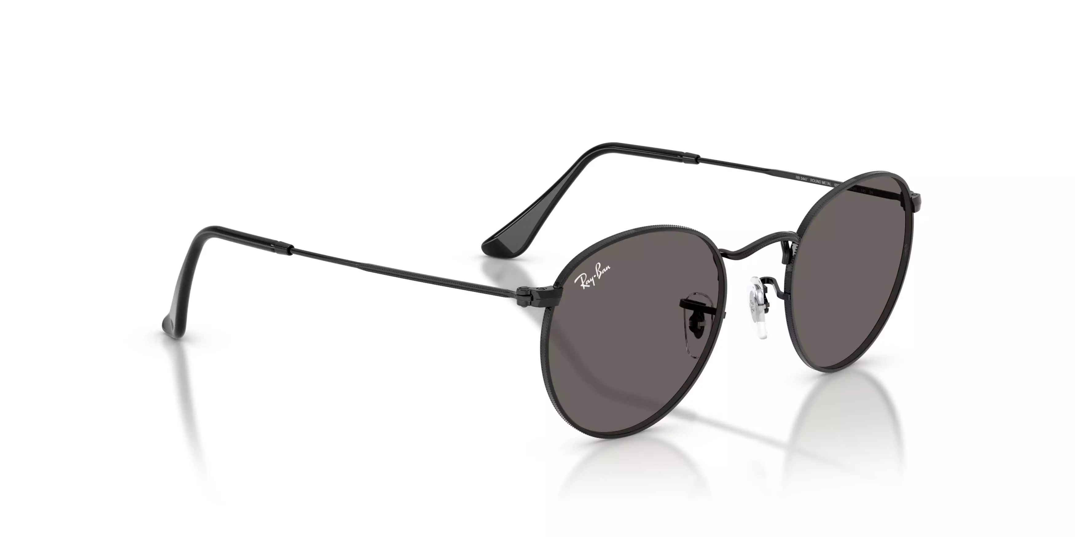 Ray-Ban Round Metal Dark Grey Sunglasses - Black - BLACK/GREY