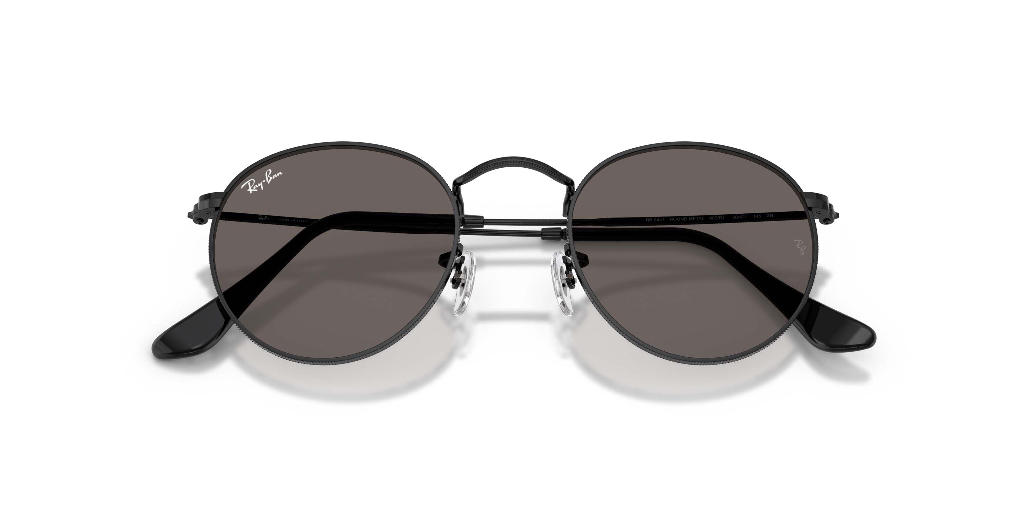 Ray-Ban Round Metal Dark Grey Sunglasses - Black - BLACK/GREY